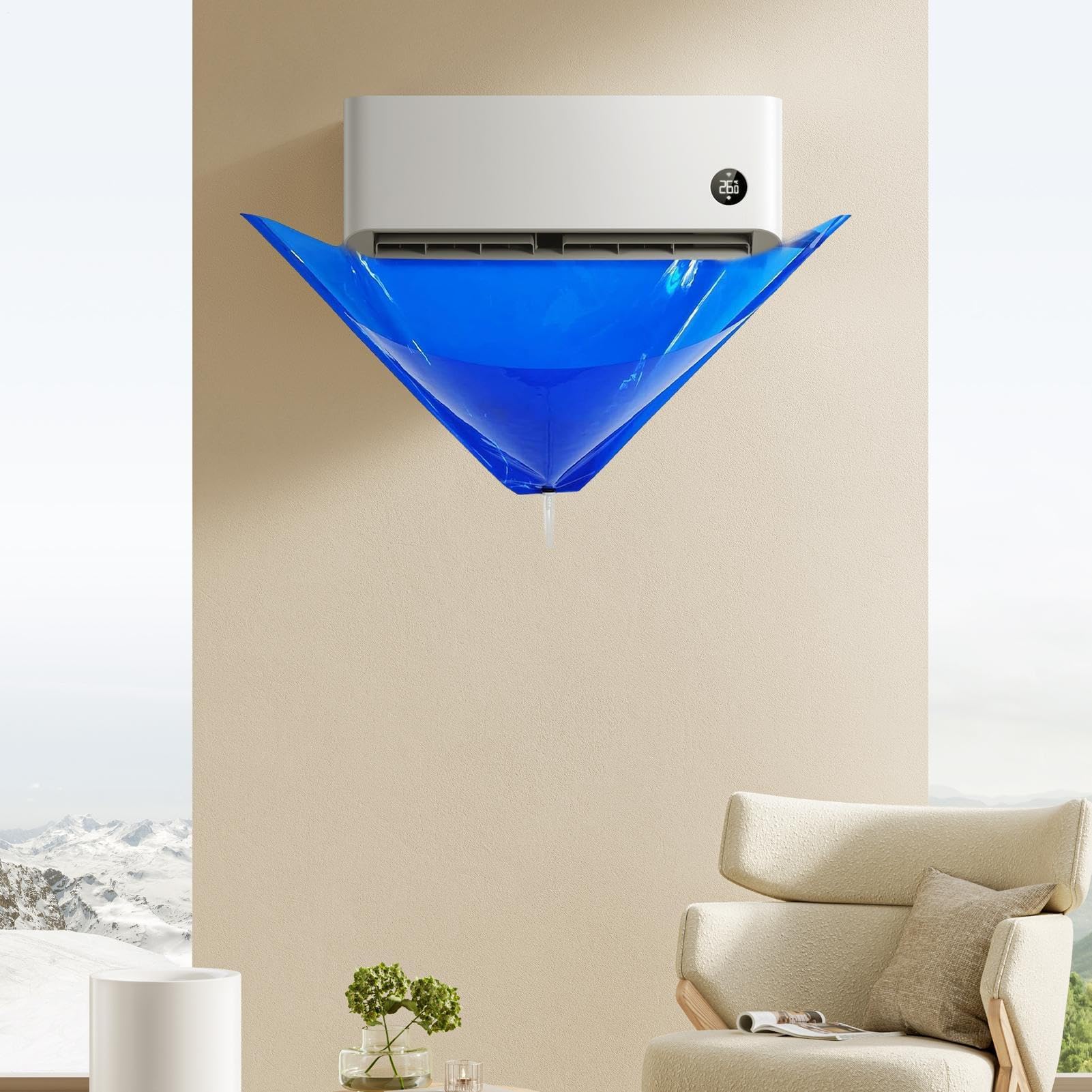 Kit di pulizia del condizionatore d'aria, set di manutenzione mini split AC, protezione antipolvere a parete, strumenti essenziali per la cura e la pulizia del sistema HVAC domestico.