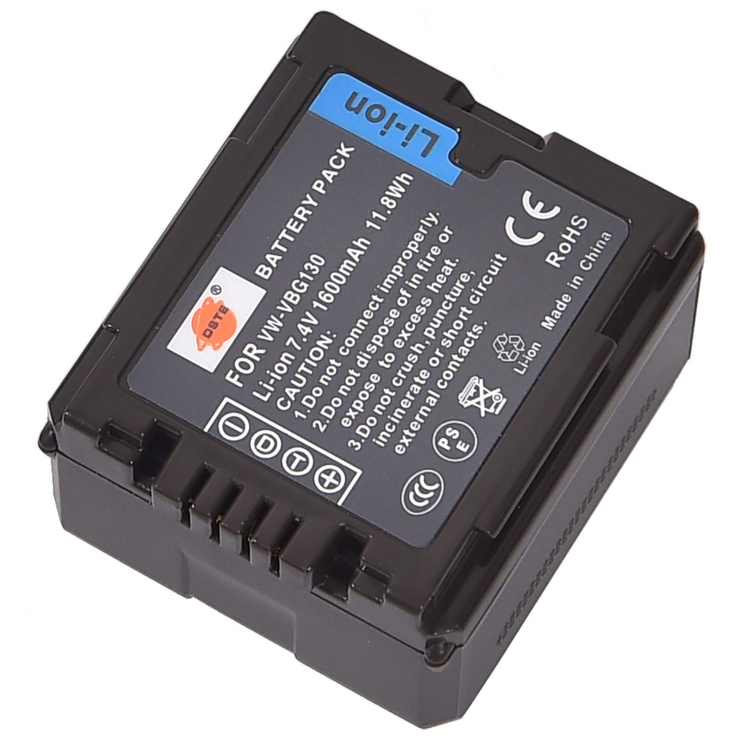 DSTE VW-VBG130 - Set di 2 batterie agli ioni di litio e caricabatterie micro USB, compatibile con Panasonic AG-HMC150 HMC153MC HMC70 HMR10 HMR10A HMR10E HMR10P HSC1U HDC-DX1 DX1-S DX1EG-S DX1GK