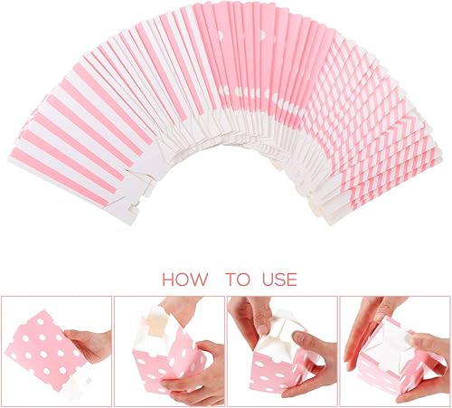 Miniatura 4 de 48pcs Palomitas Cajas Cartón Caramelo Contenedor Rugby Stripe Wave Dot Patrón Deco1