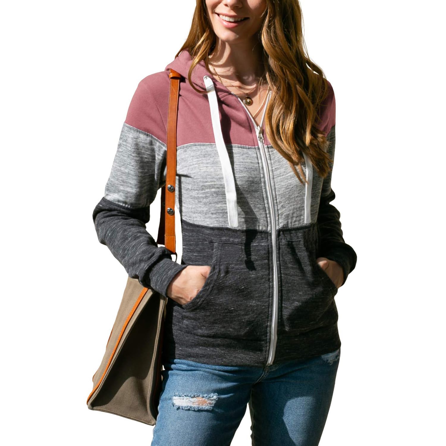 LIAMERHE Donna Felpa con Cappuccio/Felpa con Cappuccio con Zip Felpa da Donna in Pile Sweatshirt Donna Spessa Lunga Classica Hoodie Maglia Manica Felpa di Blocchi di Colore