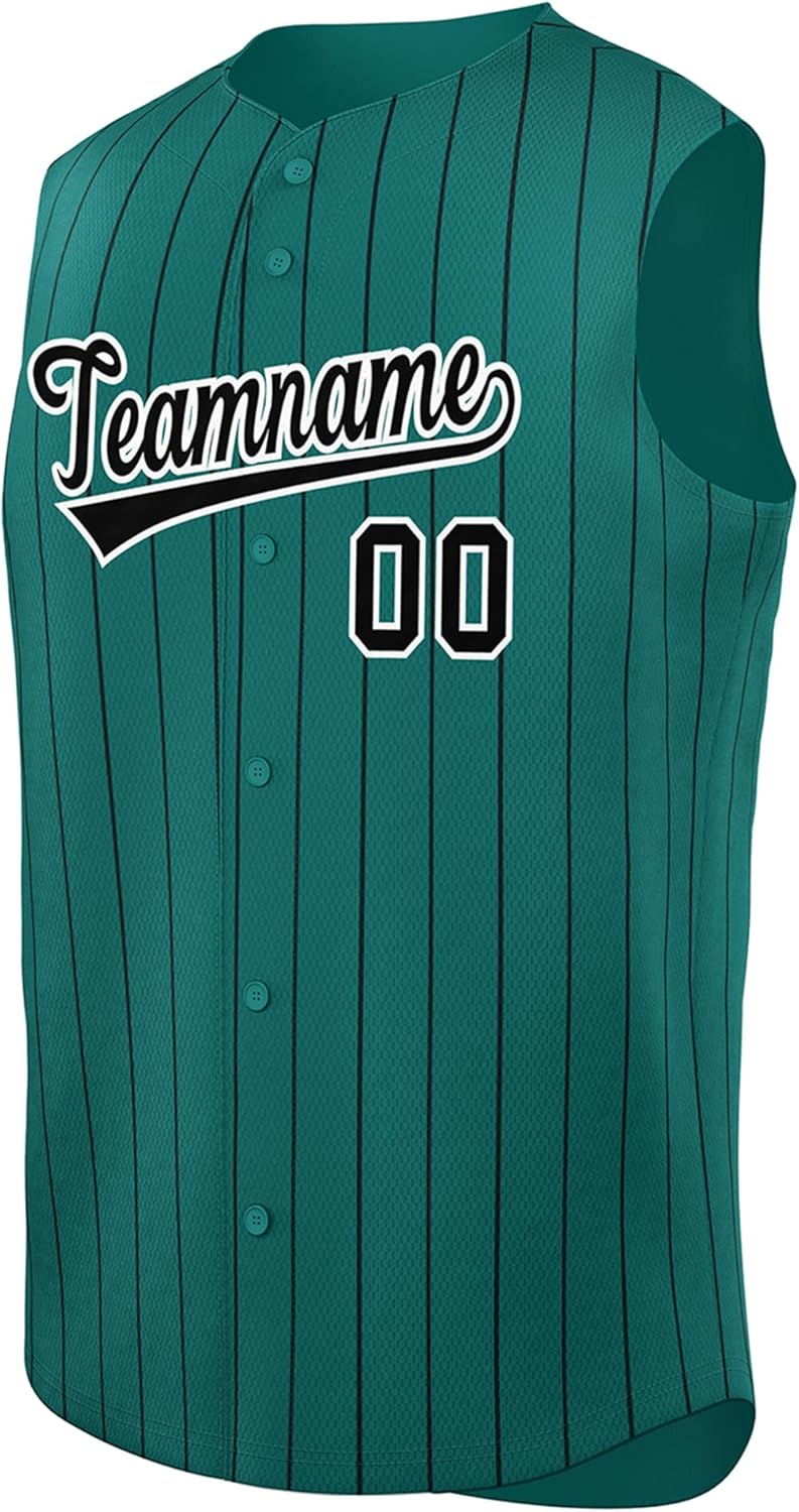 KXK Custom Sleeveless Pinstripe Baseball Jersey Full Button Vests Personalized Name Number for Men Women Youth