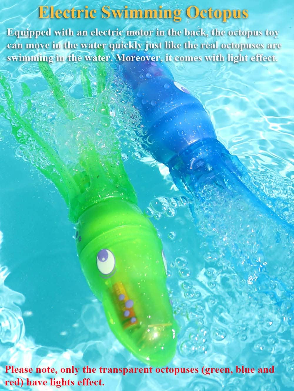 Electric Octopus Bath Toy, Swimming Octopus Pool Toy Simulated Octopus Tub Toy Electric Octopus Bathtub Toy with Lights (Green)