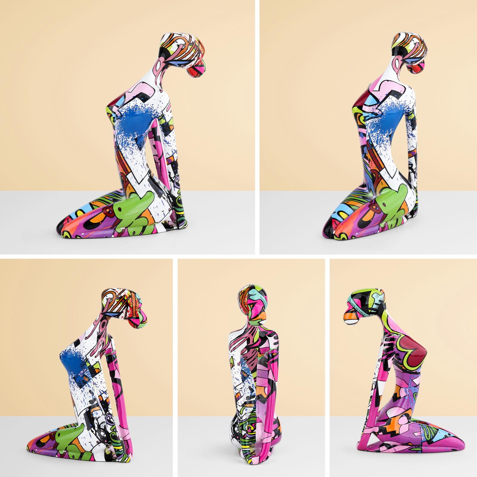 Espositori da Esposizione Statua di Donna Yoga Decorazione Figurine Artigianali per Accenti Decorativi per la casa Decorazione per Soggiorno Camera da Letto Libreria Porta TV - Co