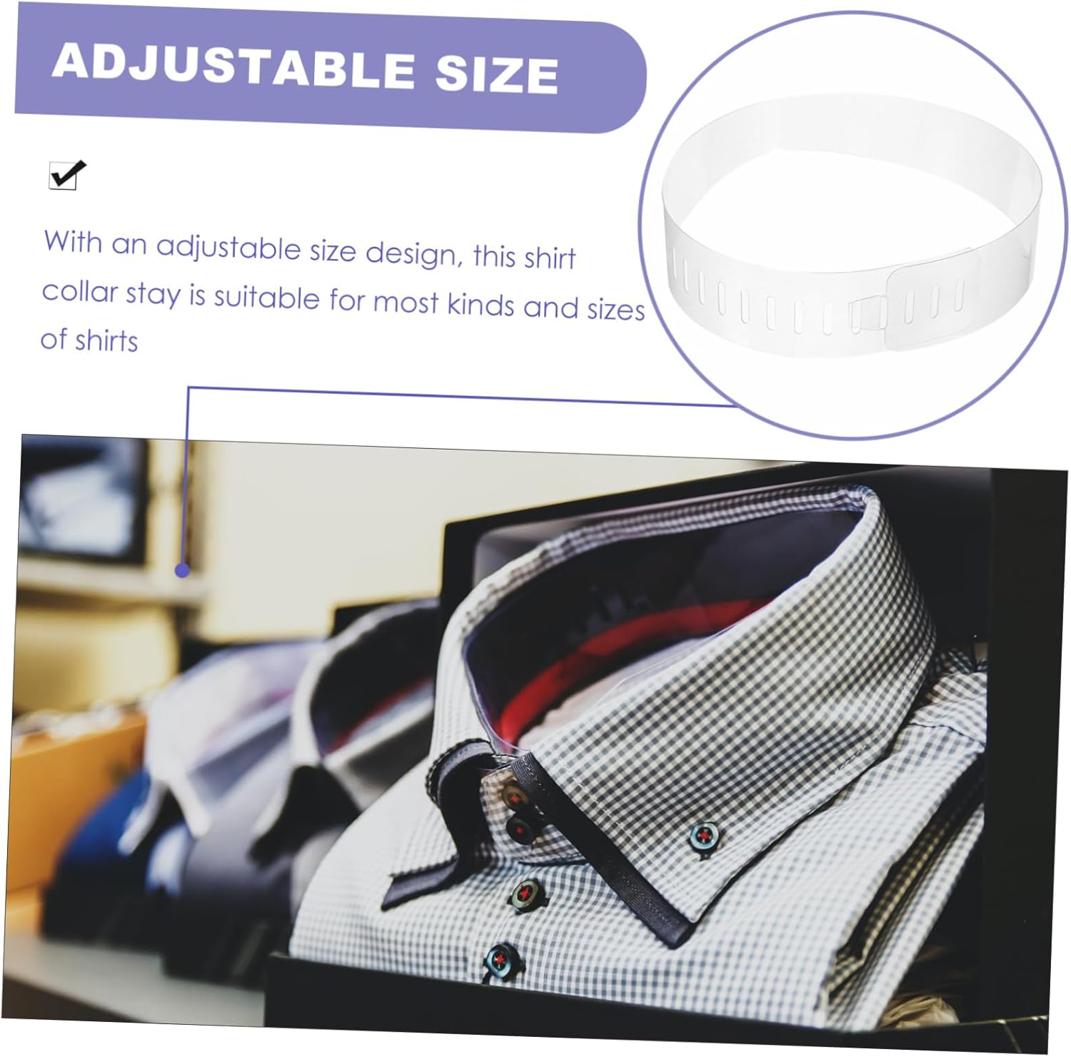 Healeved 100pcs PVC Shirt Collar Support Stays Plastic Collar Inserts for Men's Dress Shirts Easy to Use Fixing Stays for Formal Wear