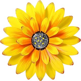 Hotop Metal Flower Wall Decor - Bright Floral Hanging Sculpture for Kitchen, Living Room, Courtyard & Fence Decor (Delicate Style)