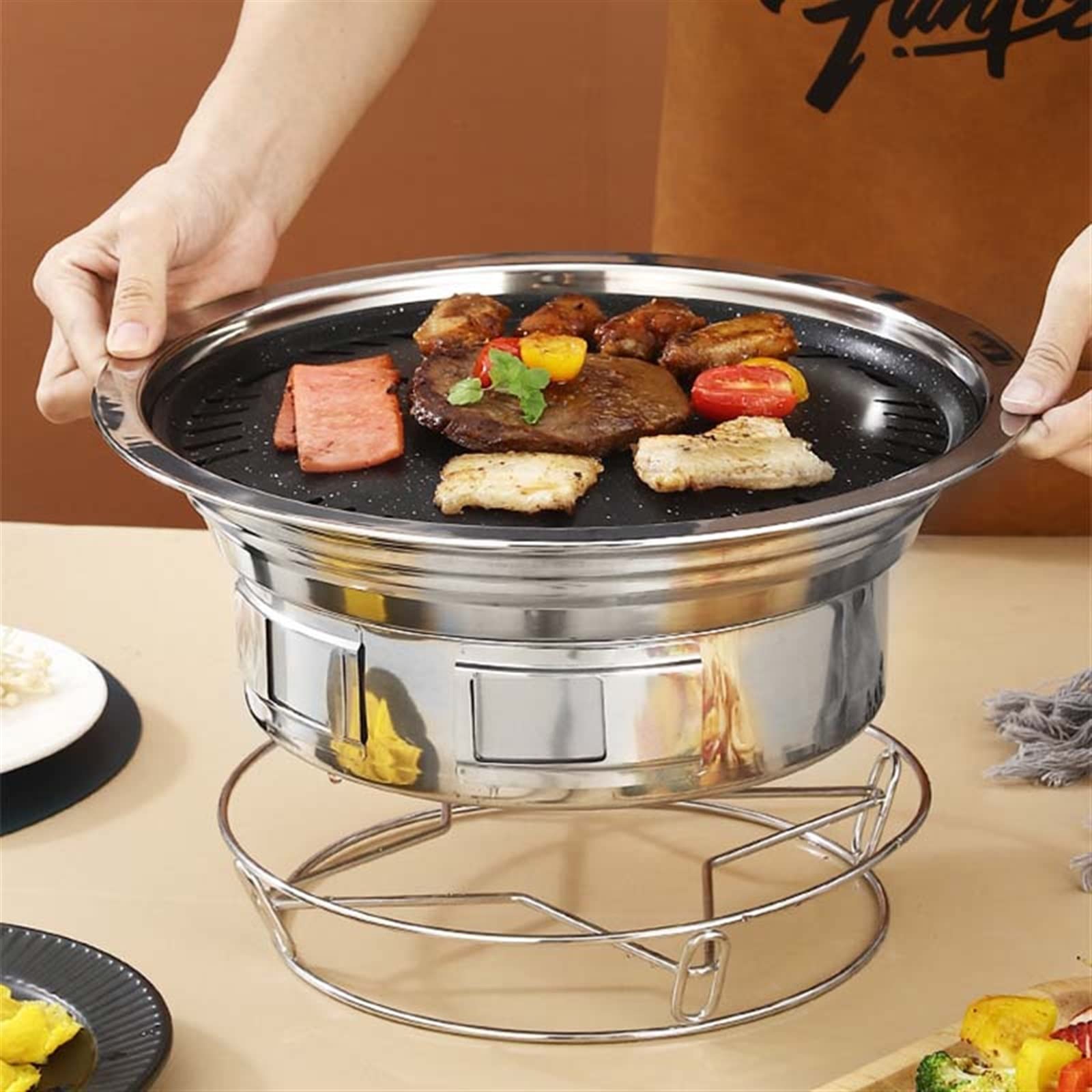 Przenośny nieprzywierający grill bezdymny grill na węgiel drzewny na zewnątrz kemping piknik i do użytku w kuchni