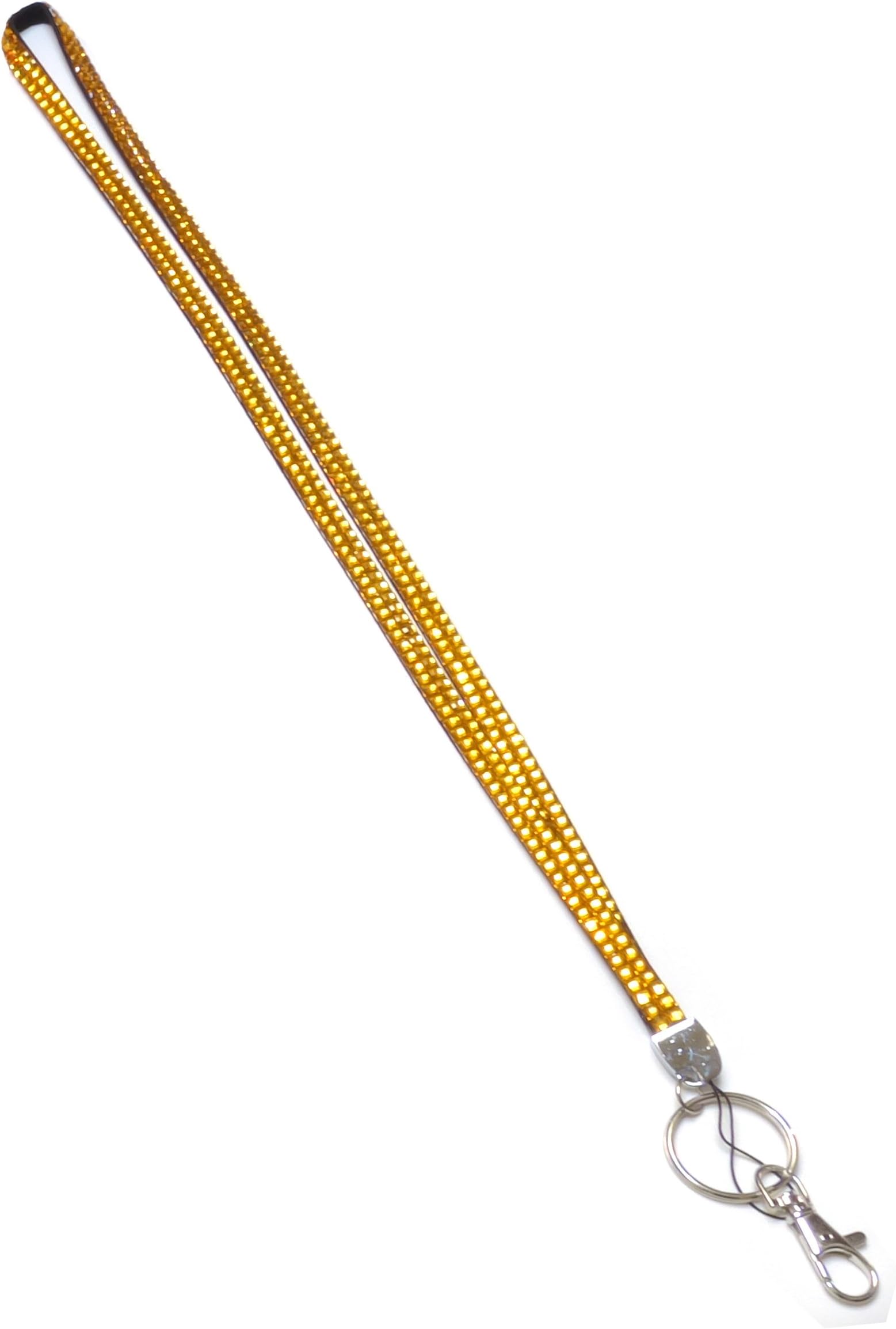 WigsPedia Rhinestone Crystal Lanyard ID Badge Keychain Holder 19.5" (Gold)