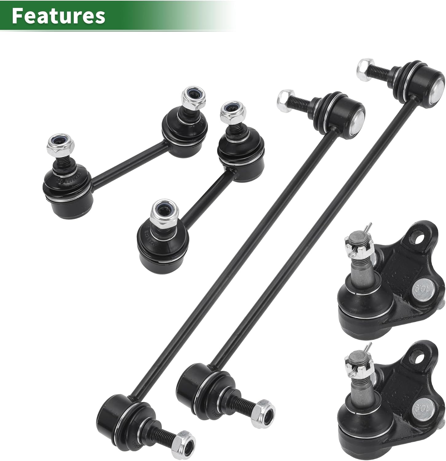 X AUTOHAUX 6 Pcs Front Suspension Kit Front Rear Sway Bar Link Ball Joint for Toyota RAV4 2001-2005 No.K90309/K80296/K80298/K80297