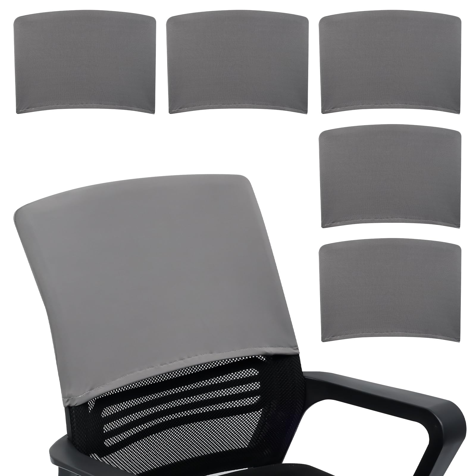 YUEKUNTJ 6Pcs Chair Back Covers, Dustproof Backrest Slipcover, 35×48cm Elastic Chairs Protective Covers, Washable Removable Chair Protector, Soft and Stretchable for Kitchen Hotel Office Grey(M)