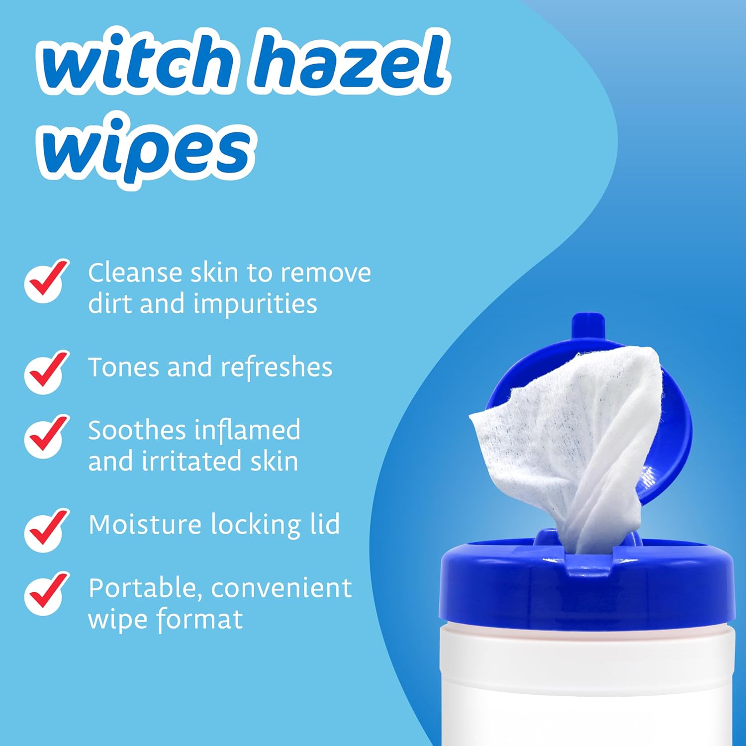 The Pharma-C Company - Witch Hazel Wipes [6 canisters] - Daily Toner & Astringent Cleansing Cloths for Face
