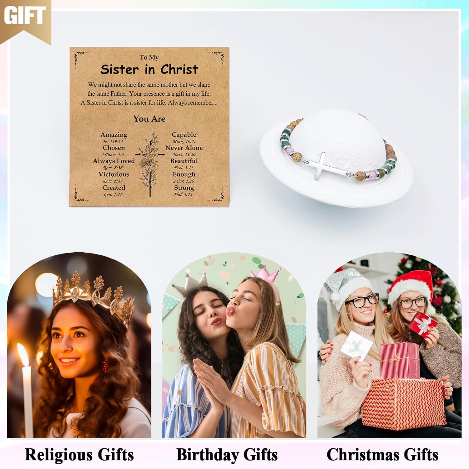 Cross Bracelet for Women, Christian Gifts for Women, Confirmation Baptism Easter Gi... - Image 5