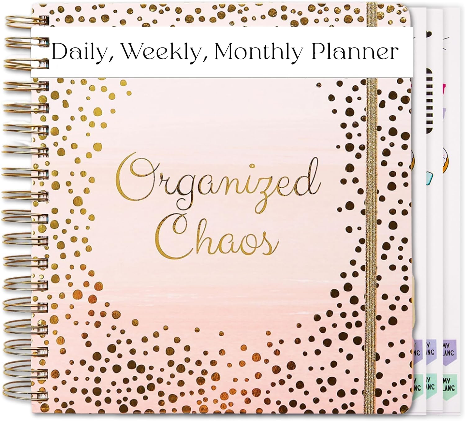 Votum 18 Month Day Large Planner, 2024-2025, Daily, Weekly & Monthly, January - June, Organized Chaos - Pink Daily Planner 2024-2025 with 3 Sticker Sheets - Calendar Planner 2024-2025 Monthly Planner