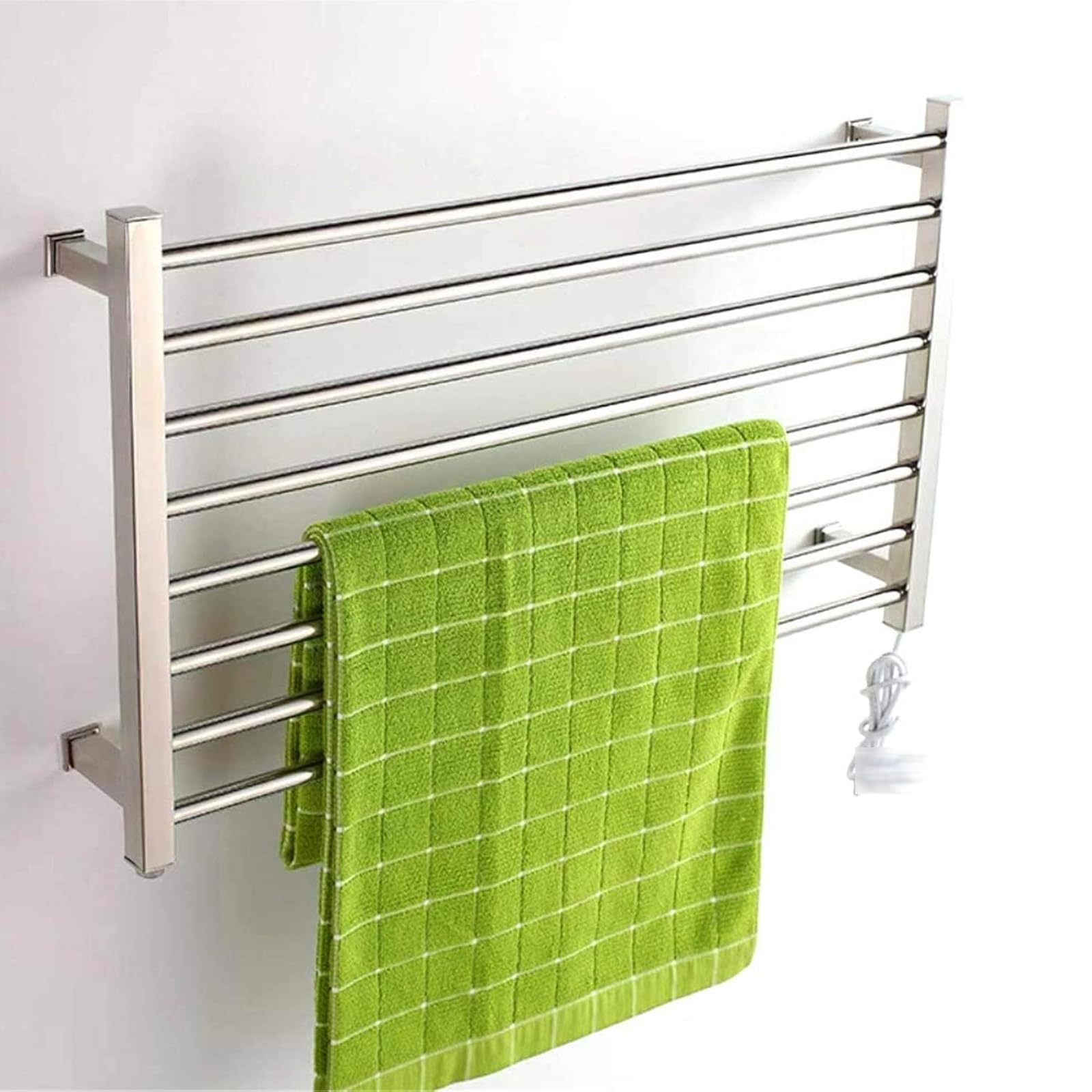 Chauffe-serviettes électrique de salle de bain porte-serviettes chauffant mural chrome 8 barres