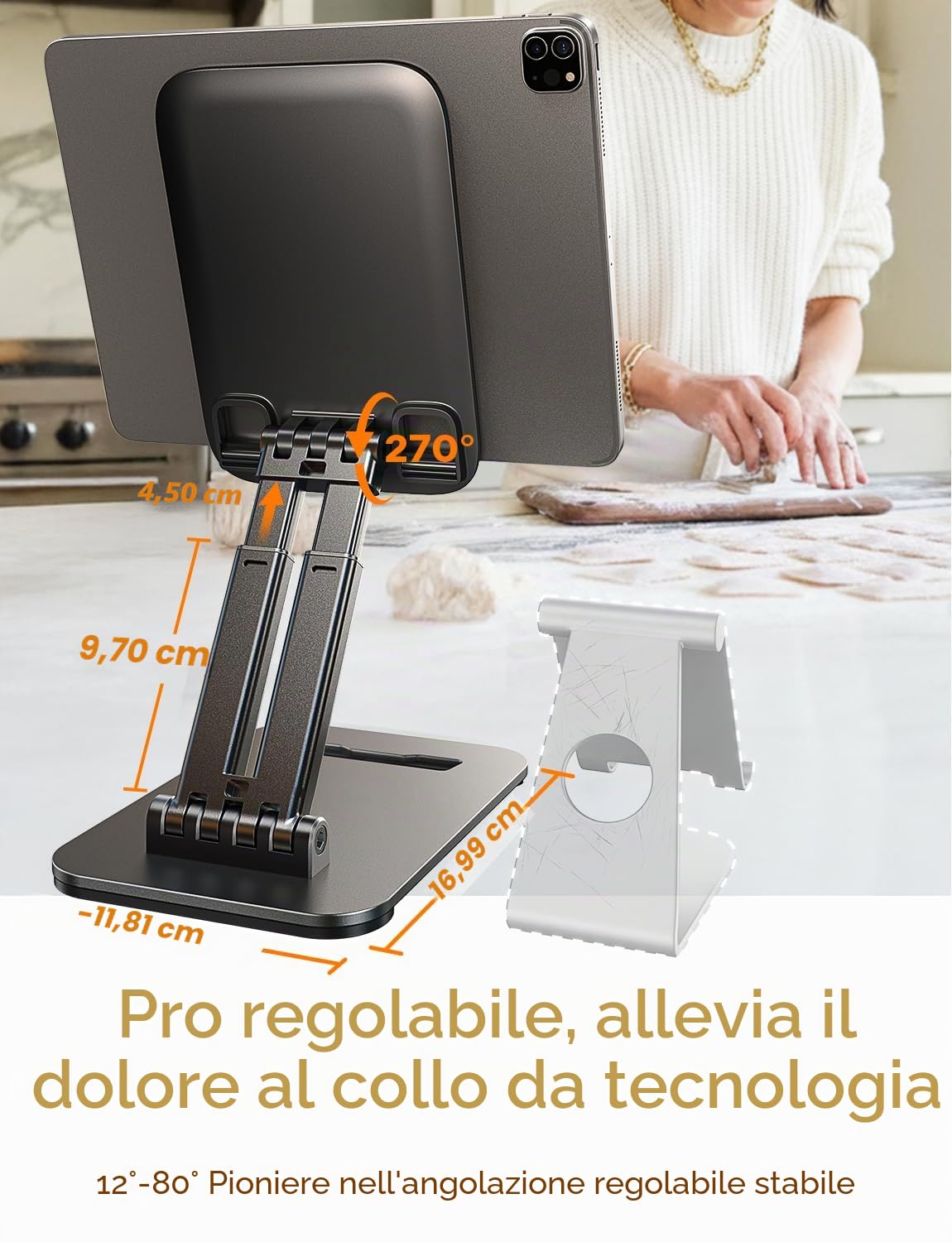 LISEN Regolabile Supporto Tablet per iPad 10 11 Generazione Air iPhone 4.7"-15.9" Samsung