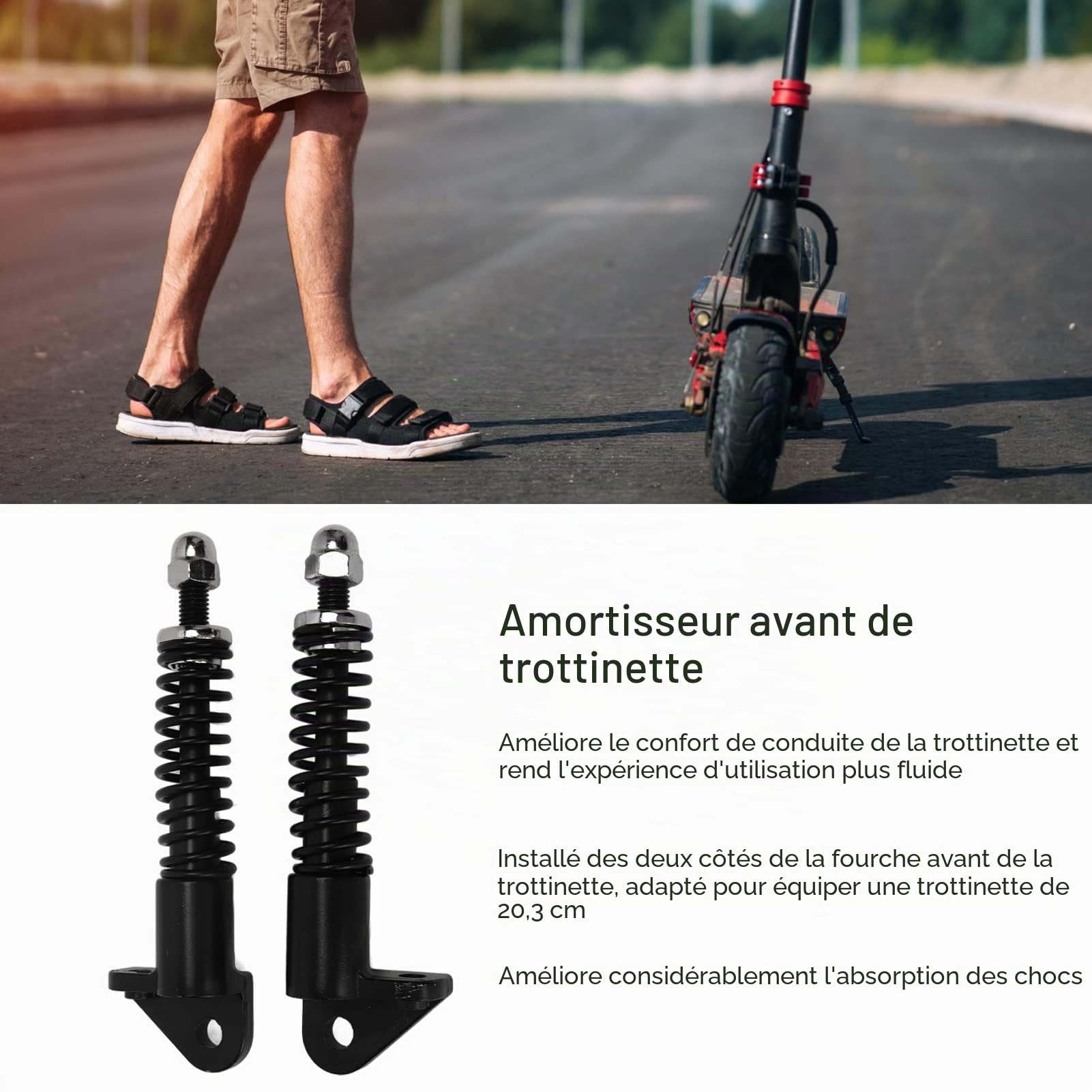 Lot 2 amortisseurs fourche avant trottinette électrique 20,3 cm