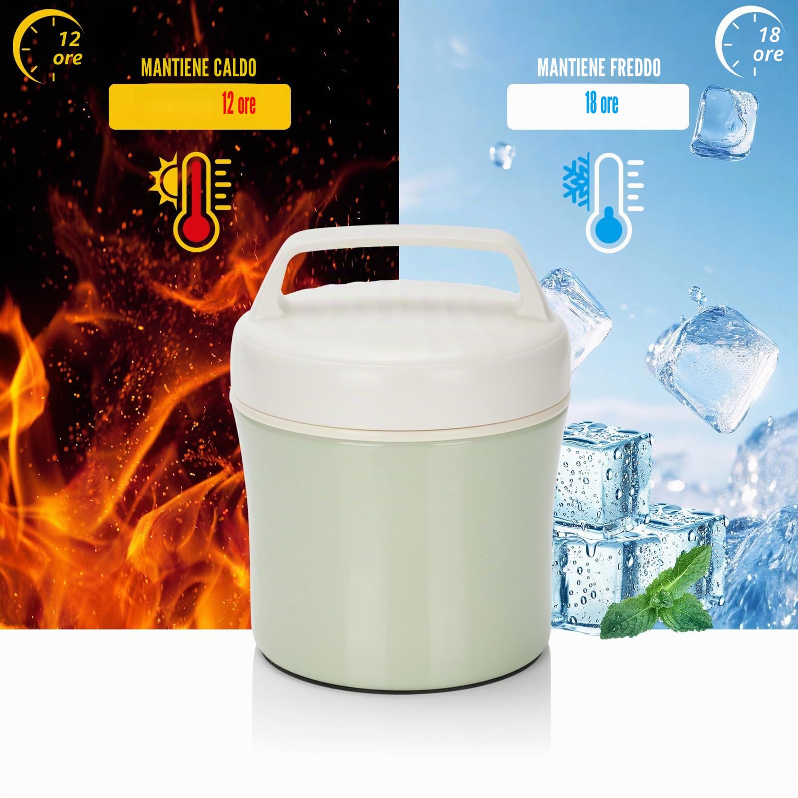 Contenitore termico per mangiare, 1,2 l, in acciaio inox con cucchiaio, ciotola termica a prova di perdite, per bambini, adulti, contenitore termico per porridge pasti