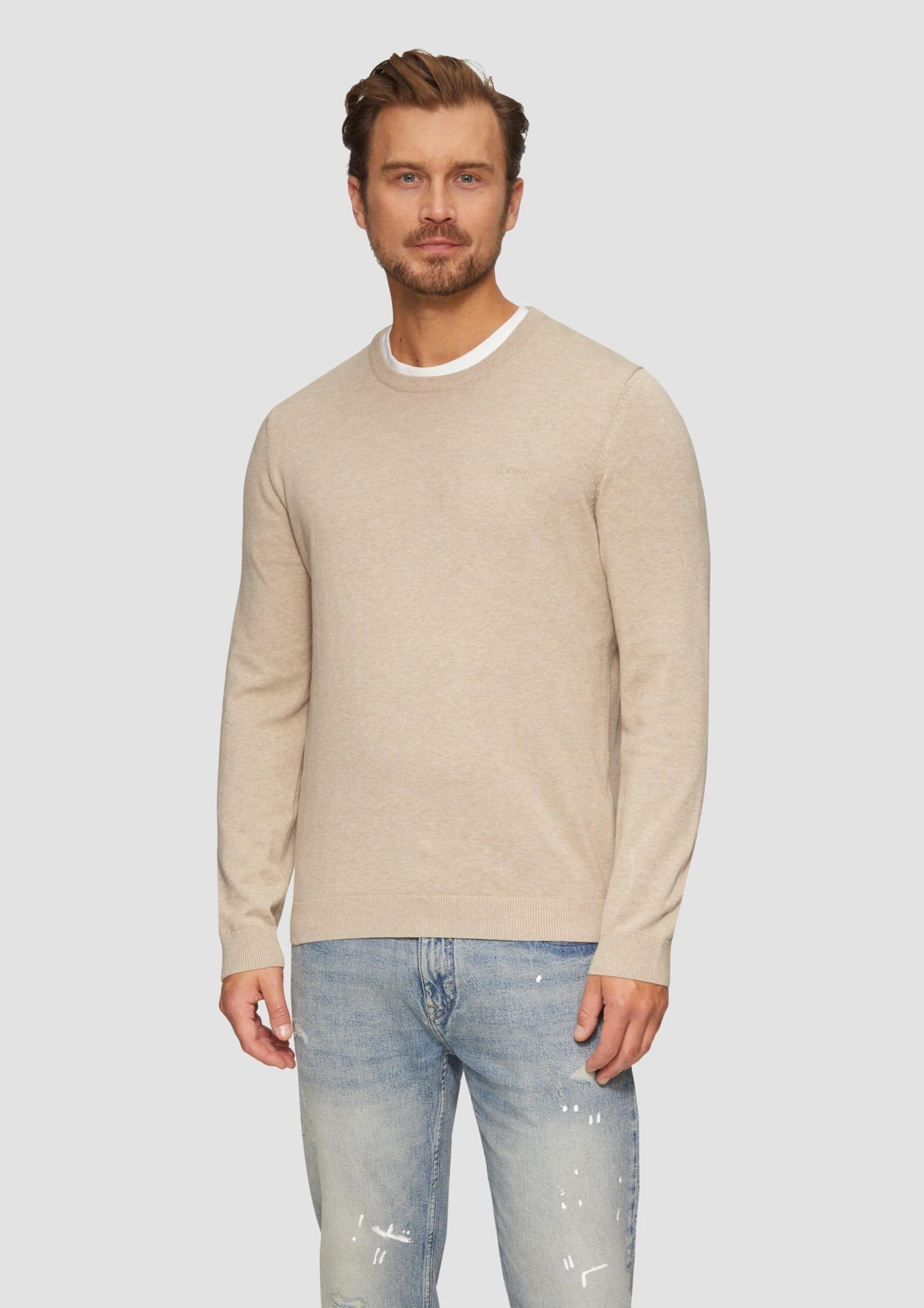 s.Oliver Sweter z dzianiny z wyszywanym logo, 82 W 0, 3XL