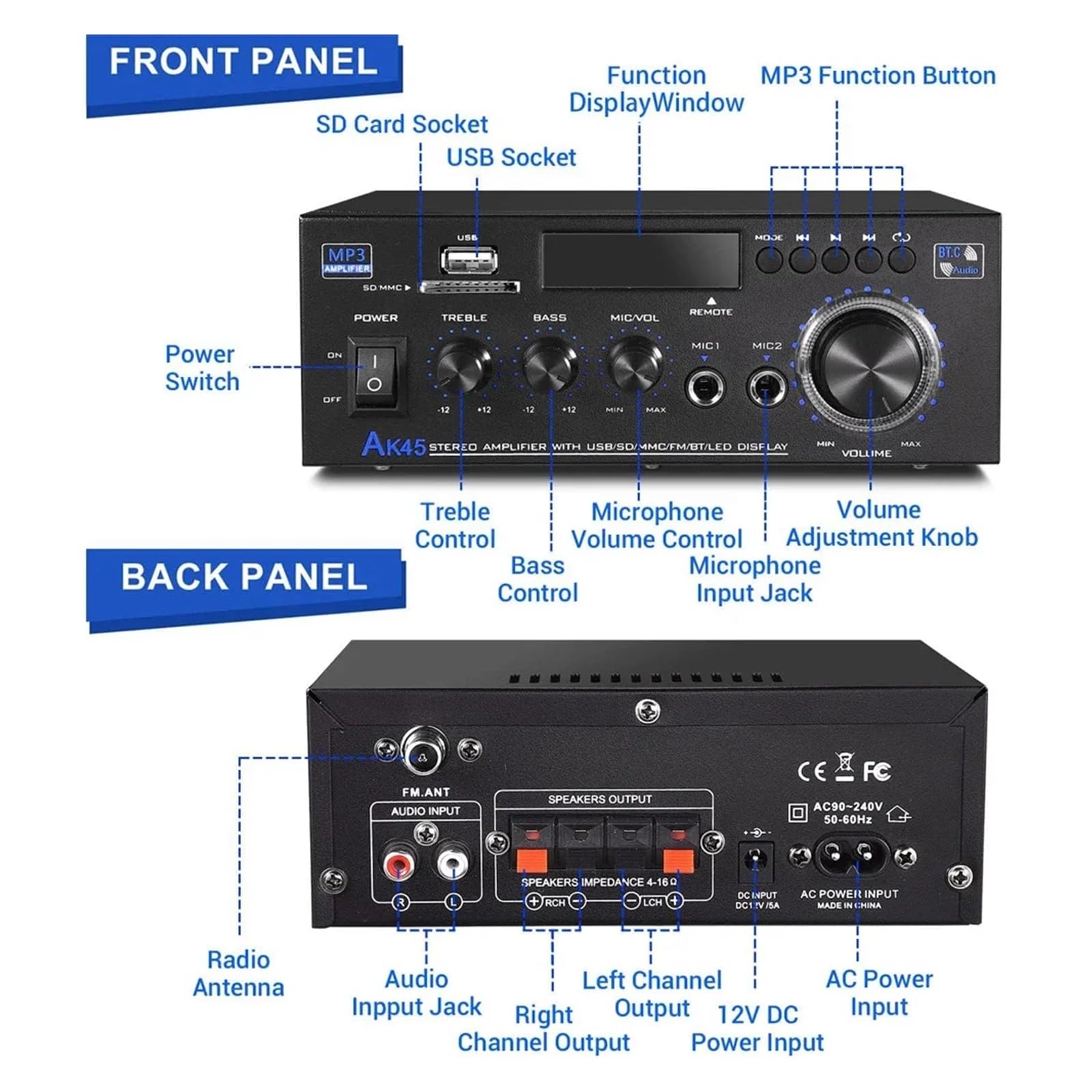 Amazon.co.jp: AK45/AK35 パワーアンプ HiFi ステレオアンプチャンネル