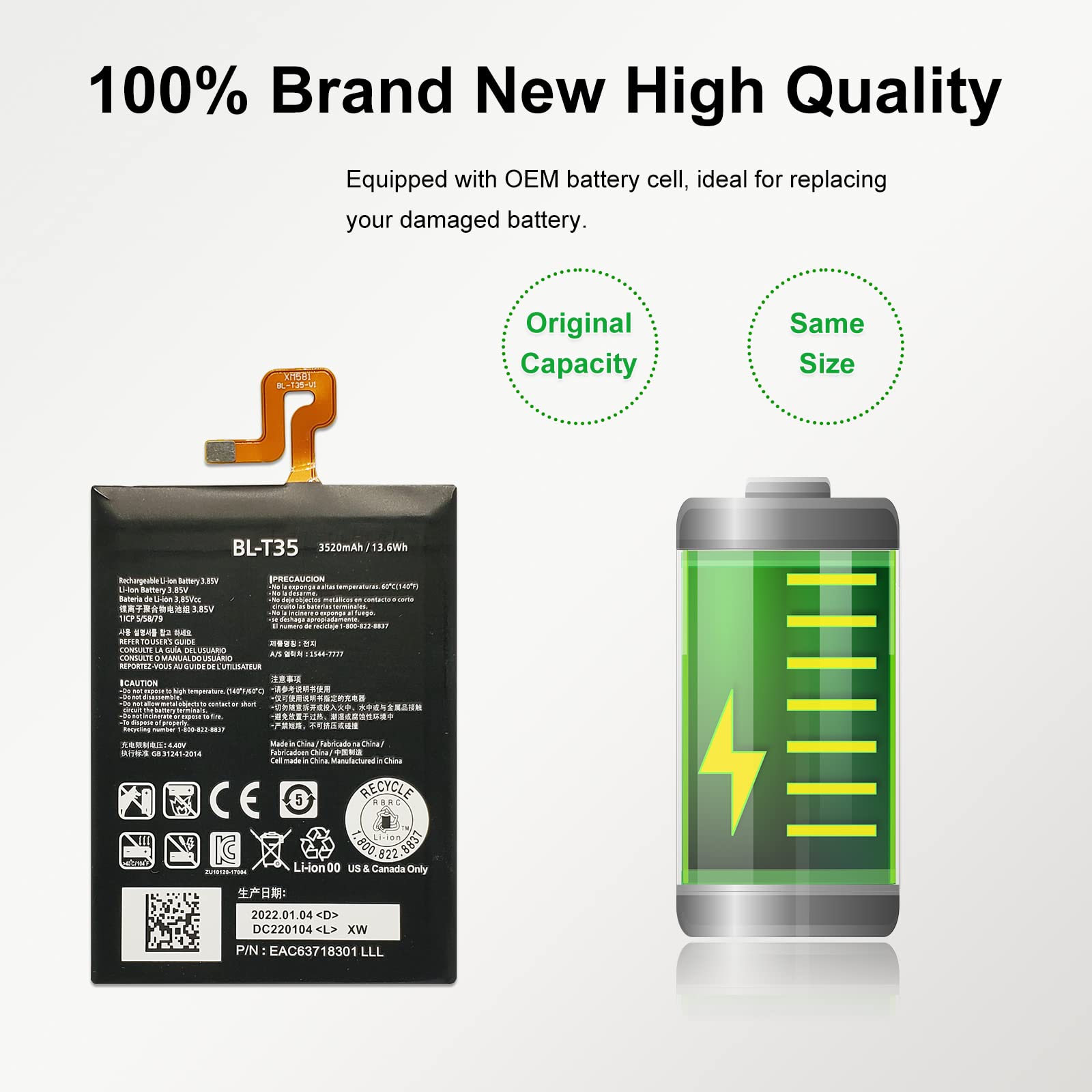 New Upgraded Battery for Google Pixel 2 XL (6.0 Inch), BL-T35 Cellphone Replacement Battery Compatible with Pixel 2 XL (6.0 Inch), with Repair Tools & Instruction