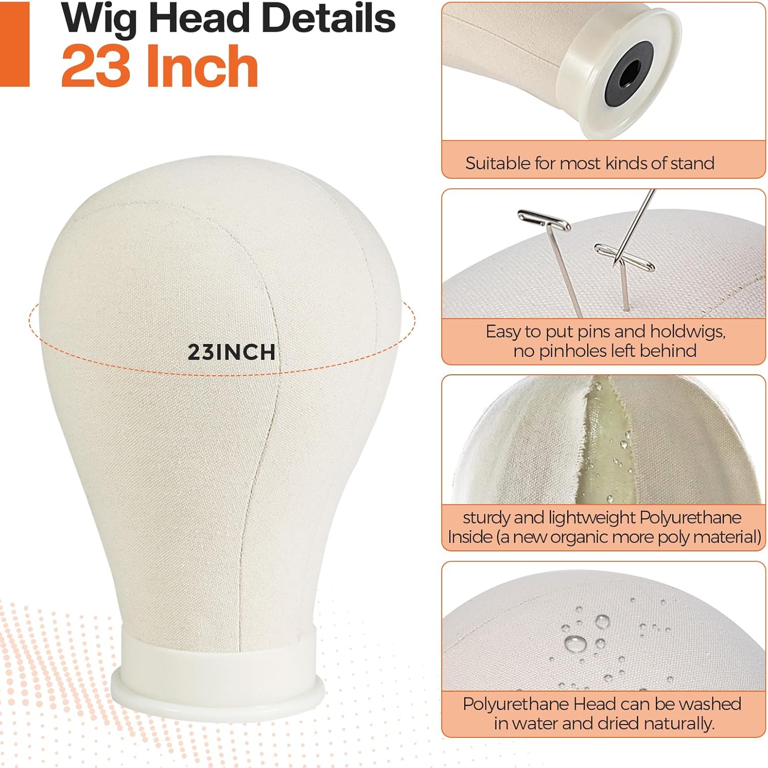 Neverland Beauty & Health 23 Inch Wig Head, Wig Stand Tripod with Head, Wig Head Stand with Mannequin Head for Wigs, Wig Stand with Head, Adjustable Tripod Manikin Head Set for Cosmetology(White)