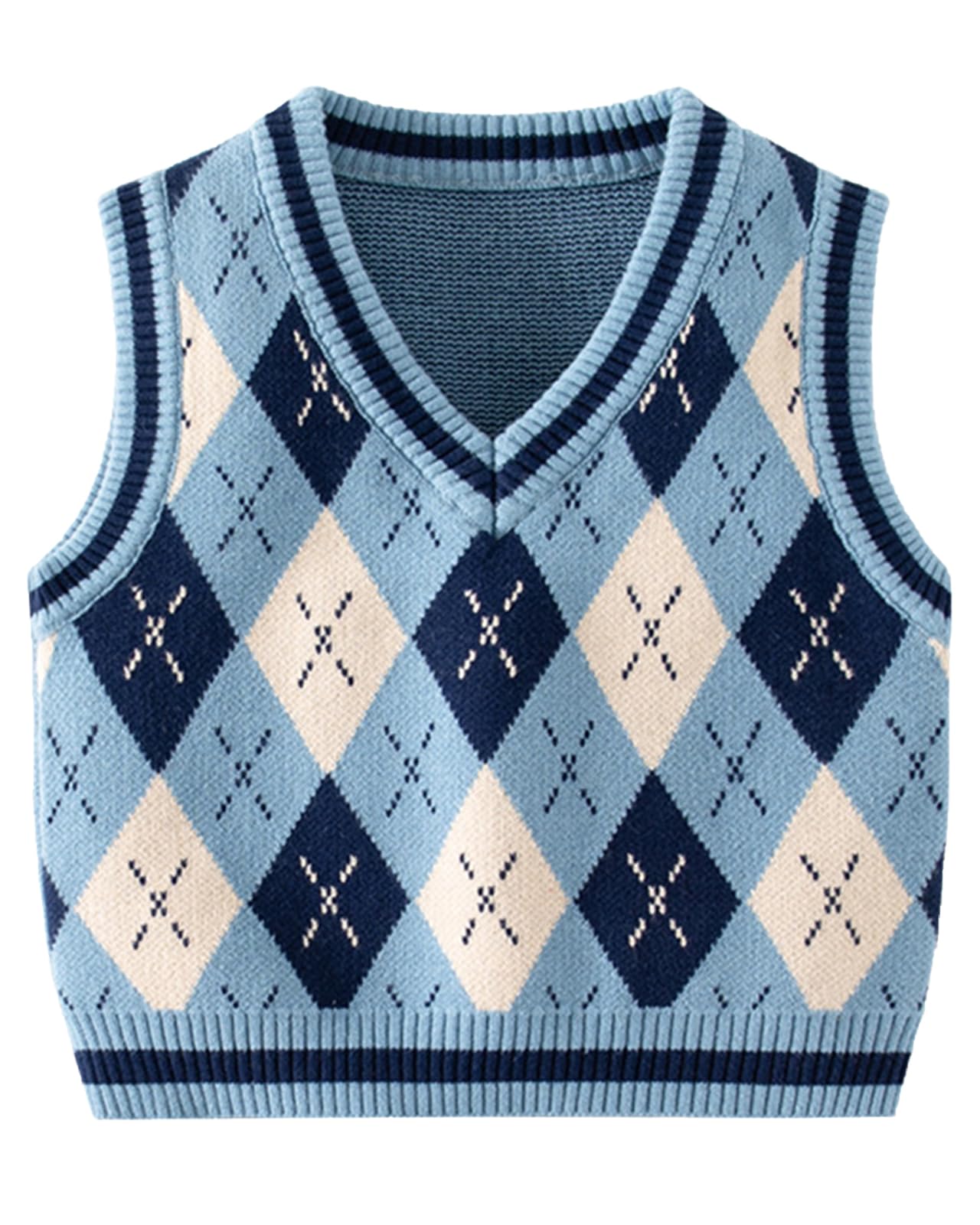 Yimutian Chaleco de Punto Uniforme para Niños Niñas, Chaleco Suéter de Cuello en V, Jersey Sin Mangas 100% Algodón para Primavera Otoño Invierno