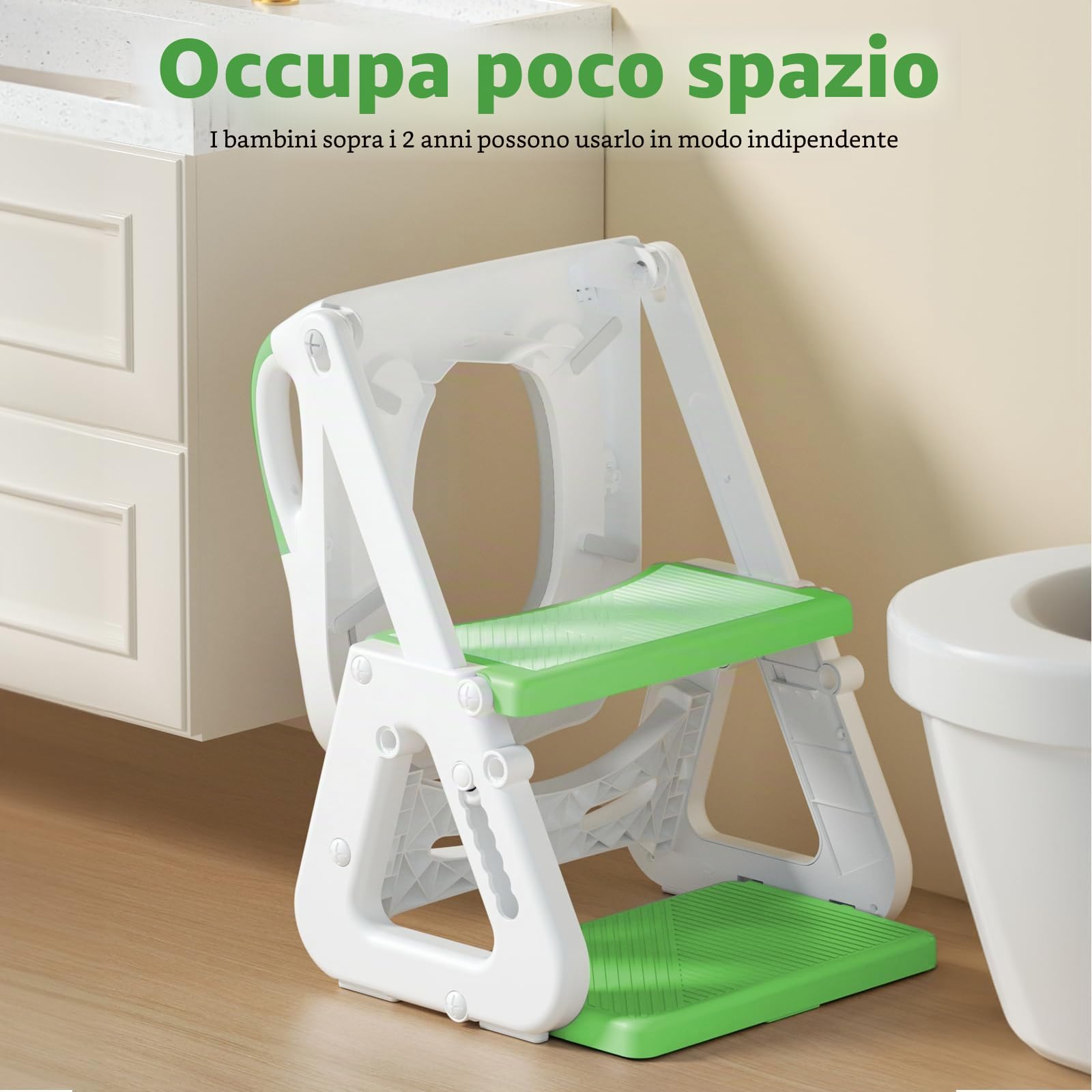 Riduttore WC per Bambini, Riduttore Water Bambini con Scaletta Scaletta WC per Bambini, con PU Morbida Seduta Imbottita, Pieghevole, Antiscivolo,Regolabile,Adatto per Tazze WC a V, U Oppure O