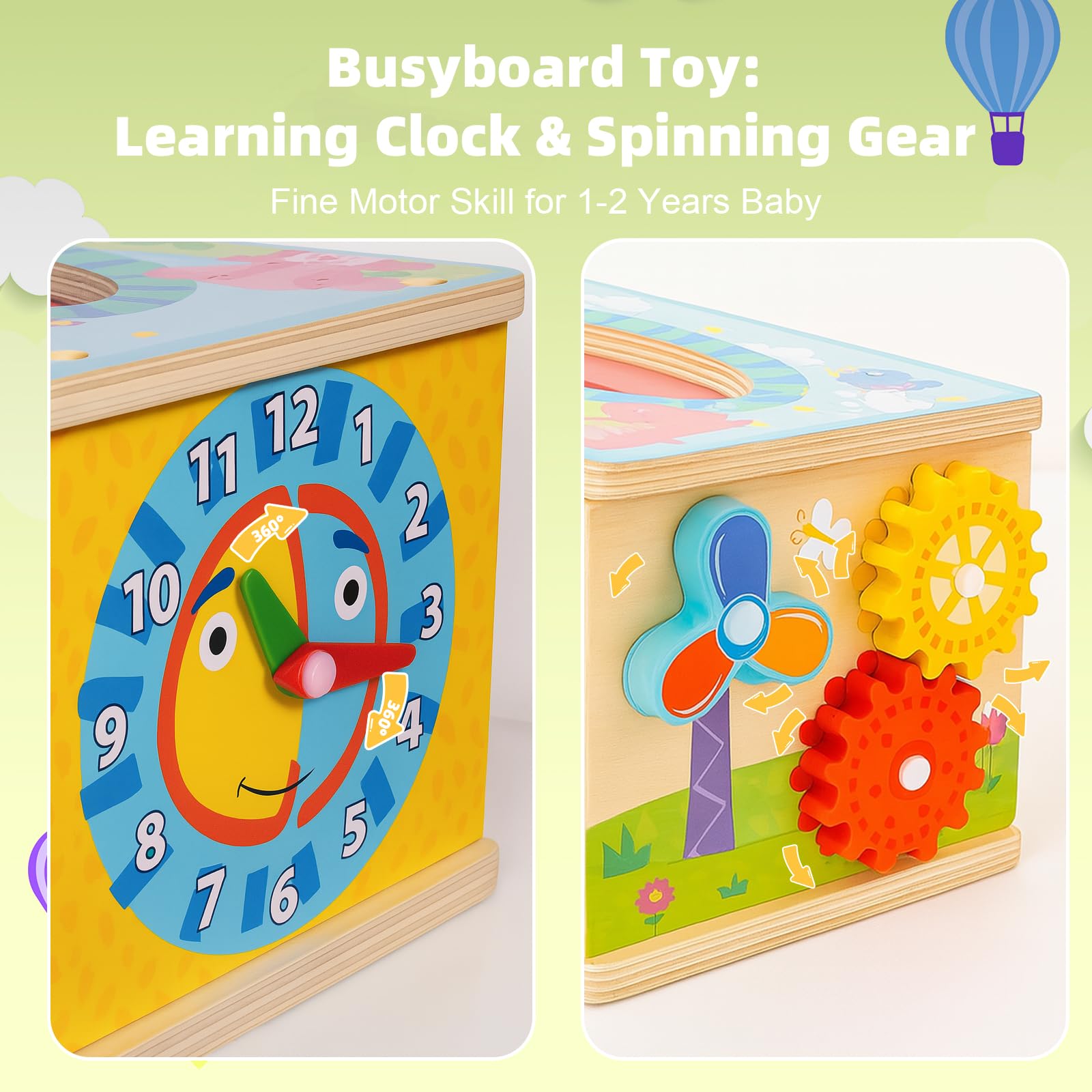 Caja de pañuelos Montessori 6 en 1, cubo de actividades de madera para más de 6 meses, rompecabezas clasificador de colores y formas, juguetes sensoriales para 12-18 meses. Regalo de habilidades 6