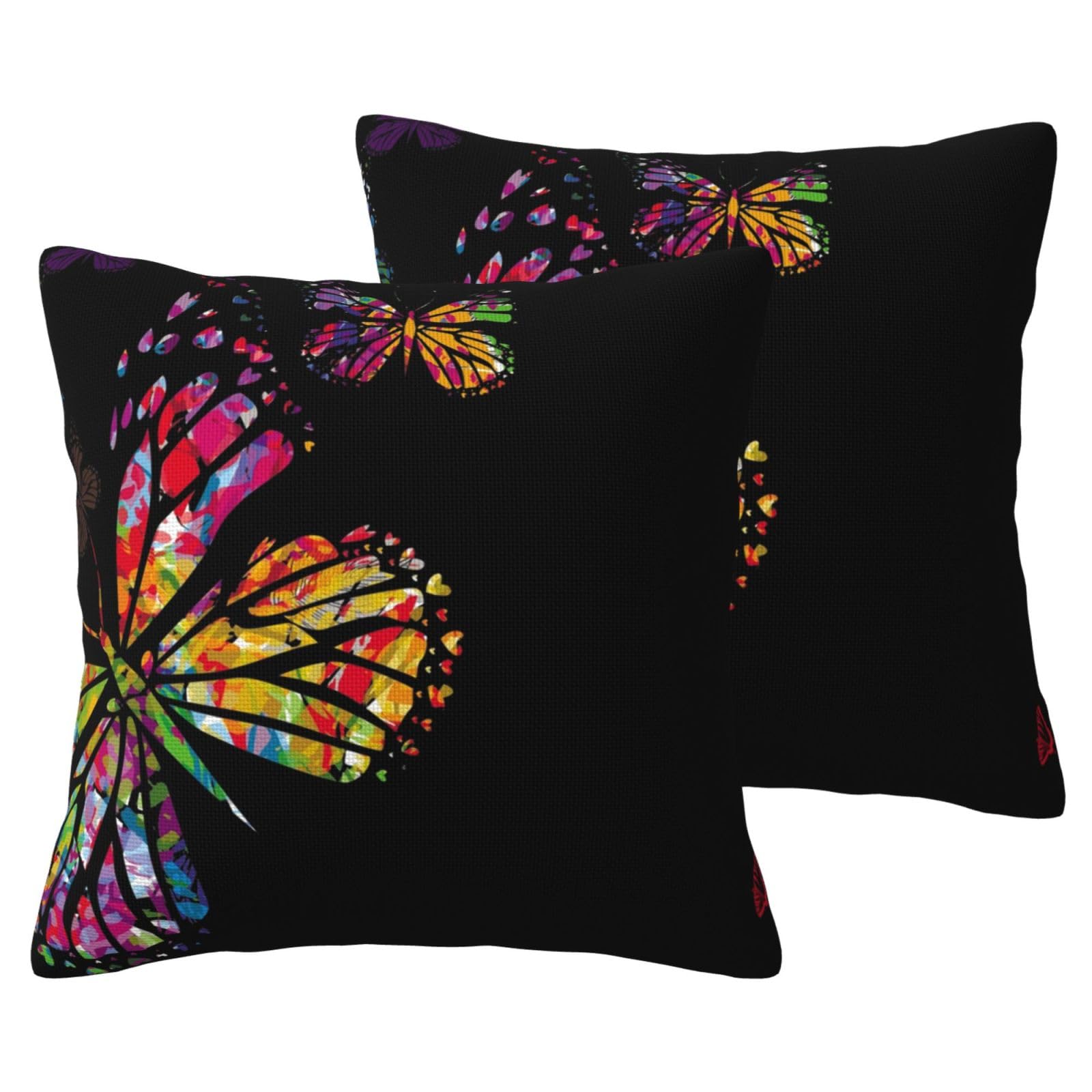 Housses de coussin lin imprimé papillon multicolore pour décoration de maison