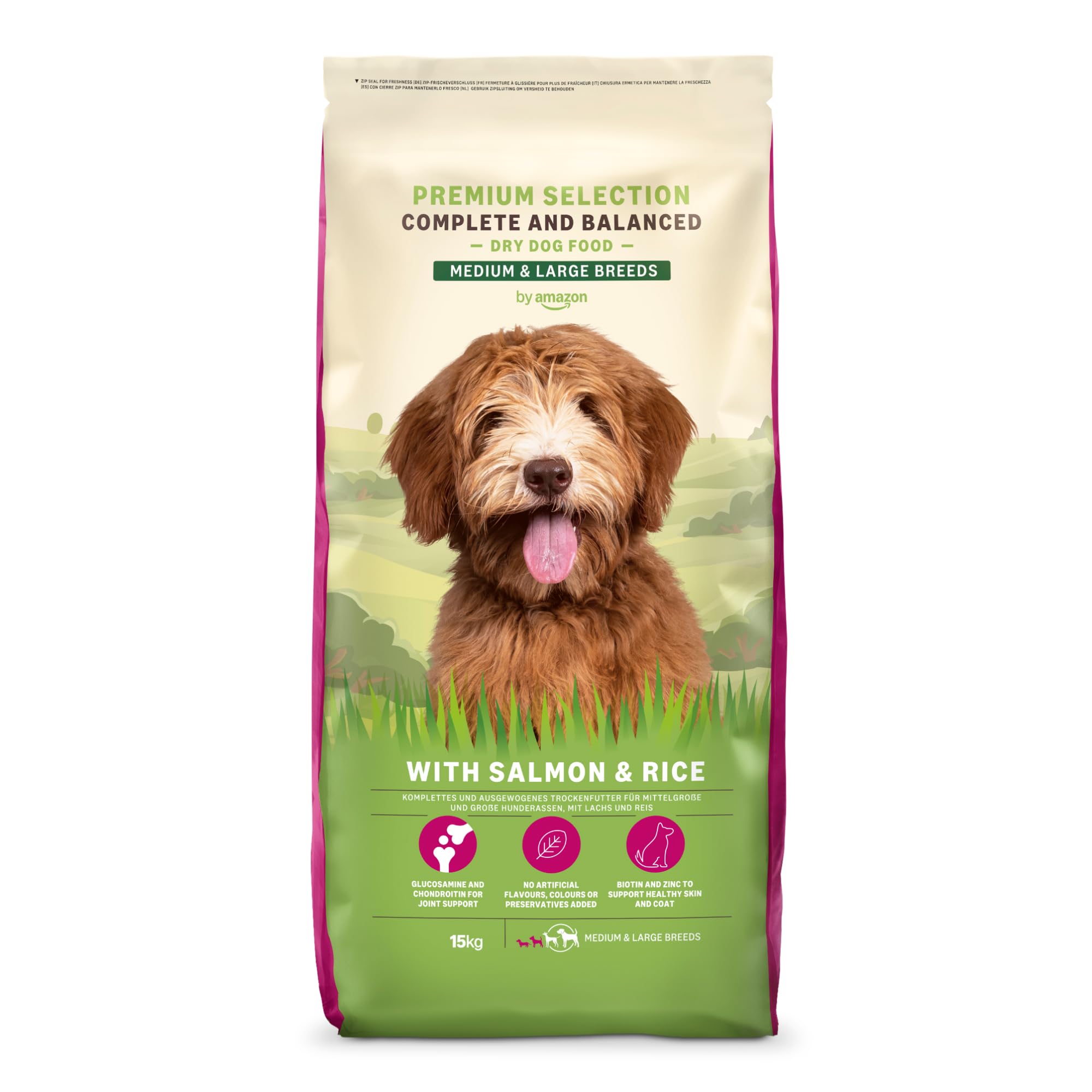 by Amazon Complete Dry Dog Food with Salmon & Rice for Medium and Large Breeds, 1 Pack of 15kg (Previously a Lifelong brand, same product)