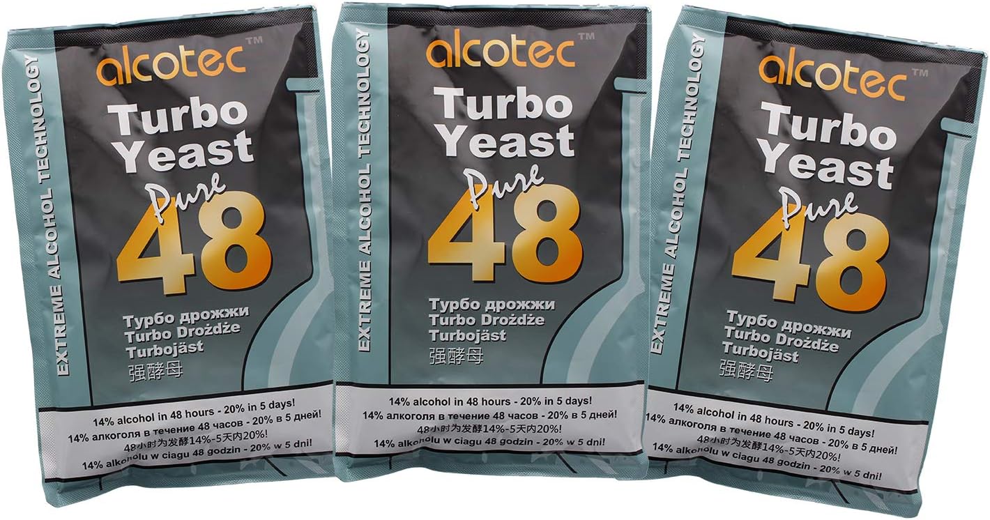 3X Alcotec 48 Pure Turbo Super Yeast Packets High Alcohol 20% Homebrew Vodka