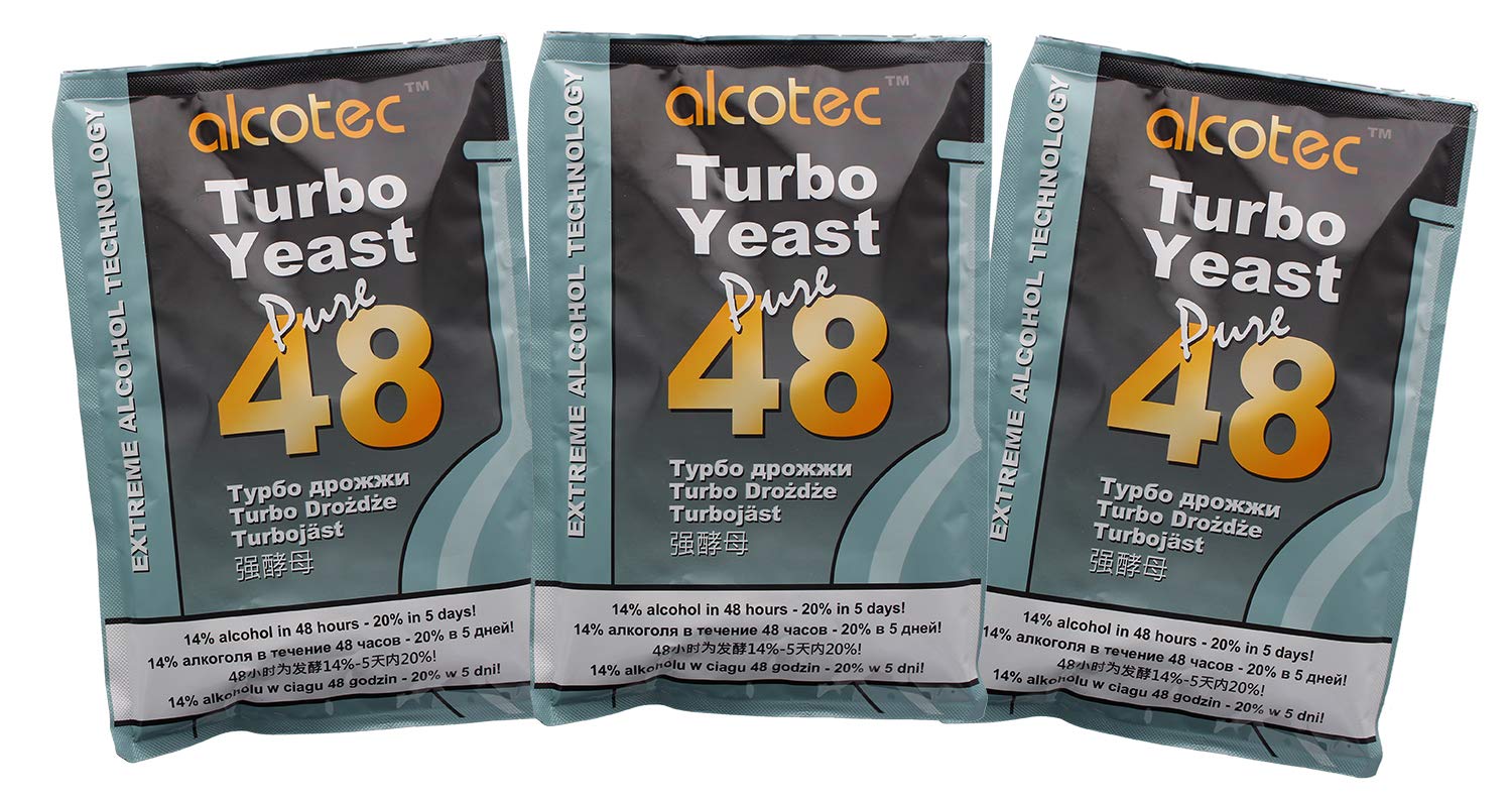 3X Alcotec 48 Pure Turbo Super Yeast Packets High Alcohol 20% Homebrew Vodka