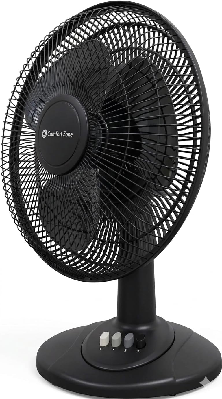 Photo 1 of ***DAMAGED***
Comfort Zone 16-Inch Oscillating Table Fan – Large 3-Speed Quiet Desk Fan with Wide-Area Oscillation, Adjustable Tilt & Metal Safety Grill – Ideal for Home Office, Bedroom & Dorm