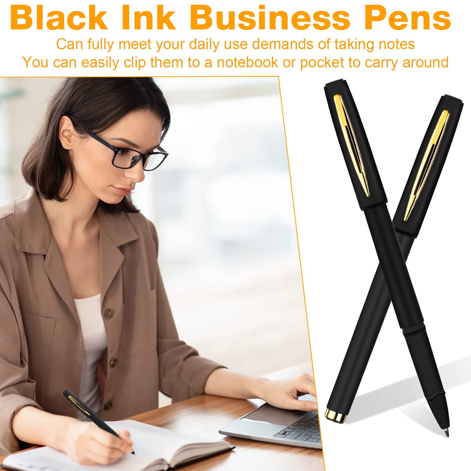 200 penne a sfera nere con inchiostro gel nero Bulk da 0,5 mm a punta grassa, penne nere per ufficio, scuola, scrittura, appunti e schizzi