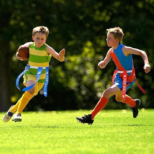 Miniatura 7 de Juego de 14 cinturones de fútbol con bandera para niños, 42 banderas de fútbol, 4 conos, 1 bolsa, bandera de juegos de fútbol para niños, jóvenes y