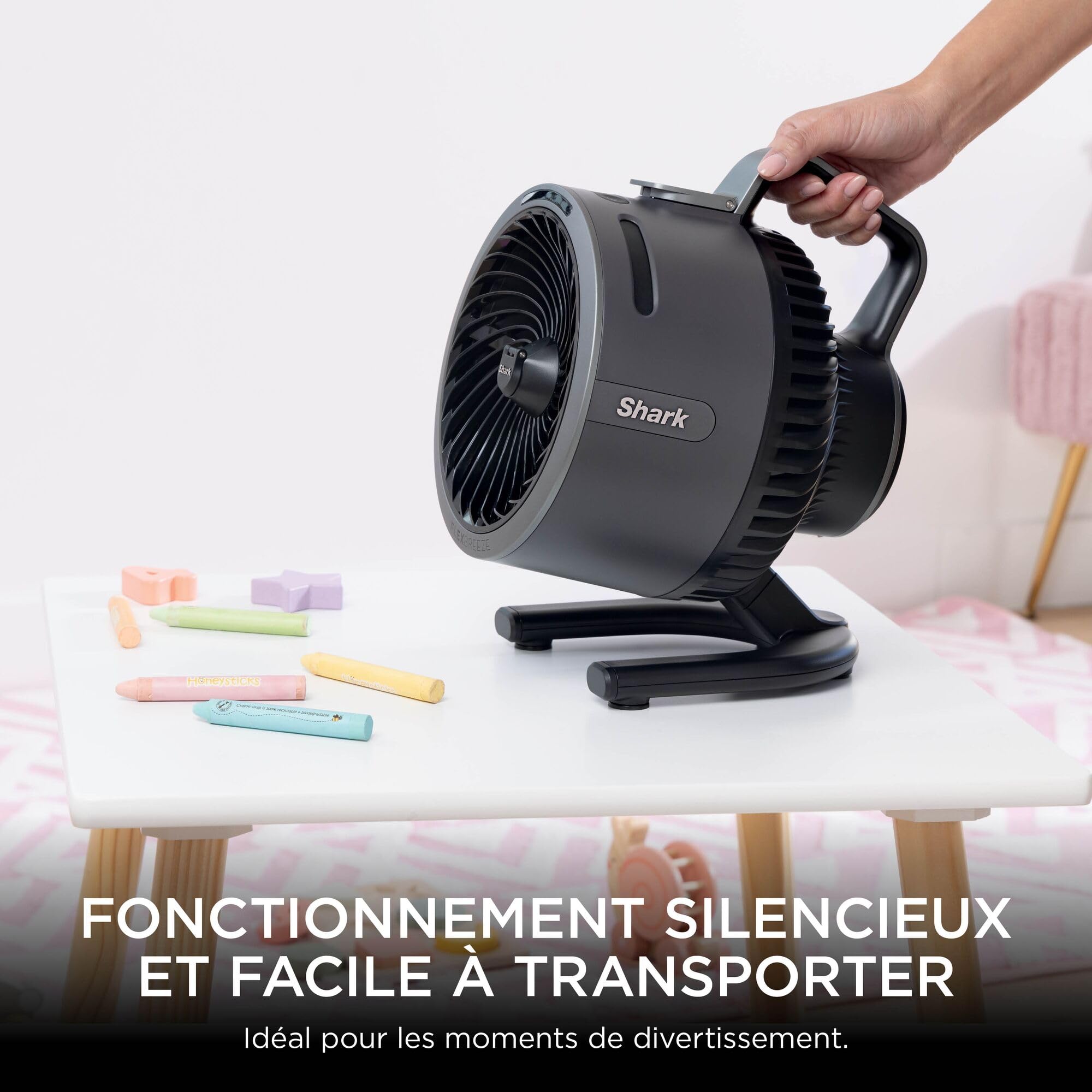 Shark FlexBreeze HydroGo, Ventilateur brumisateur portable, rafraîchisseur d'air silencieux intérieur/extérieur, discret et durable, avec/sans fil, léger, 5 réglages de vitesse, charbon, FA050EU
