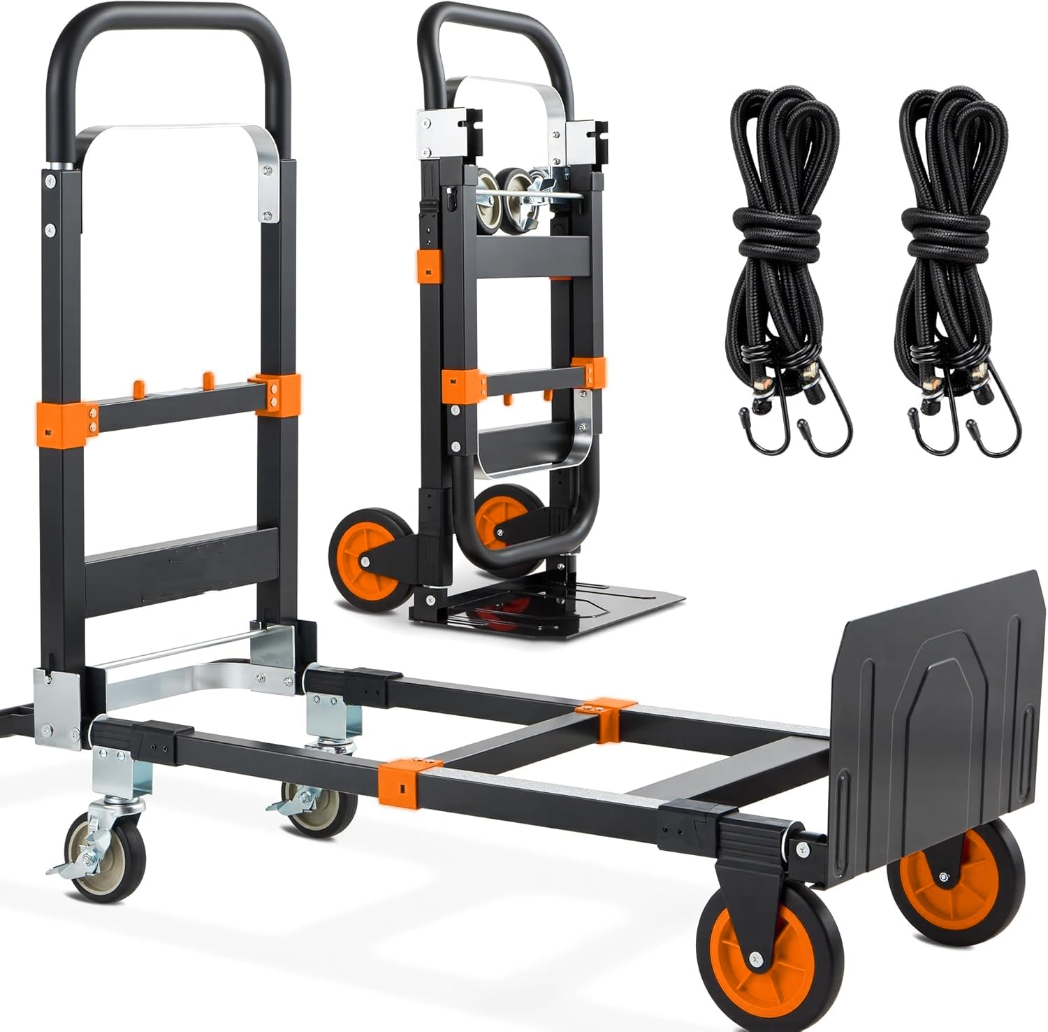 3-in-1 Folding Hand Trucks, 600Lbs Convertible Hand Truck Dolly