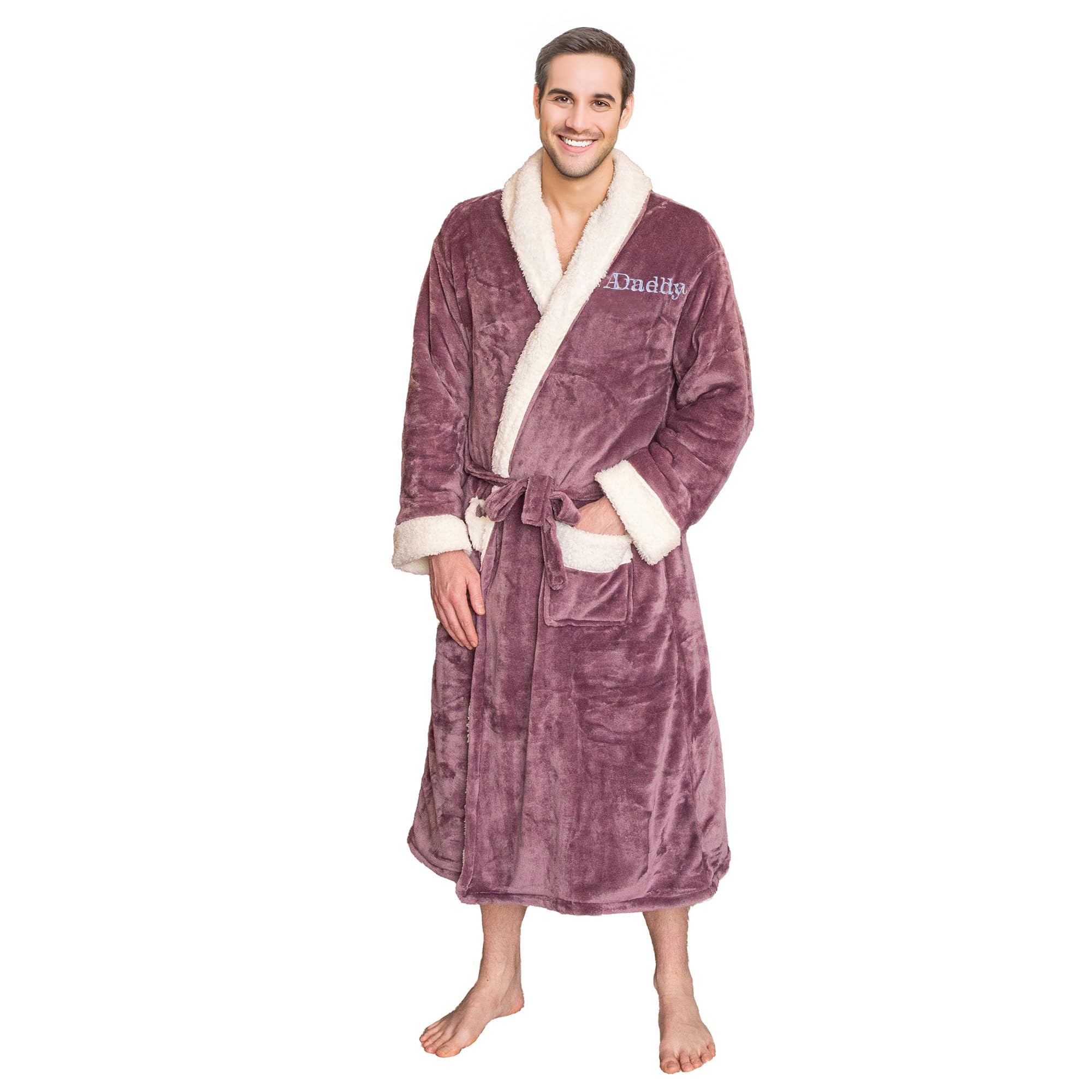 aztex Personalised Sherpa Style Shawl Collar Robe, Lavender, S/M