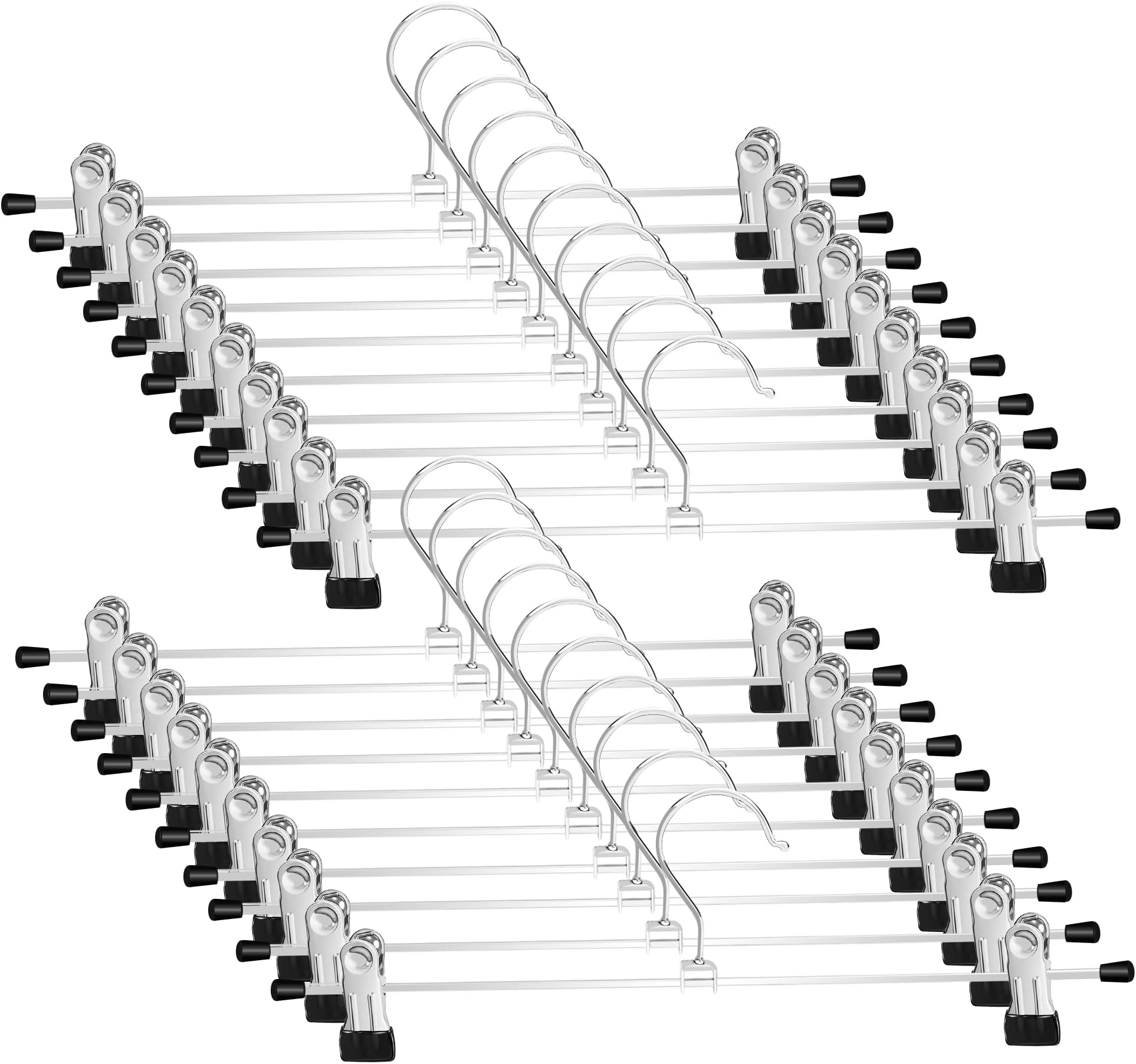 WEIDMAX Trouser Hanger Strong Chrome Skirt Coat Hangers with Non-Slip Clips 28cm (11"),Pack of 20