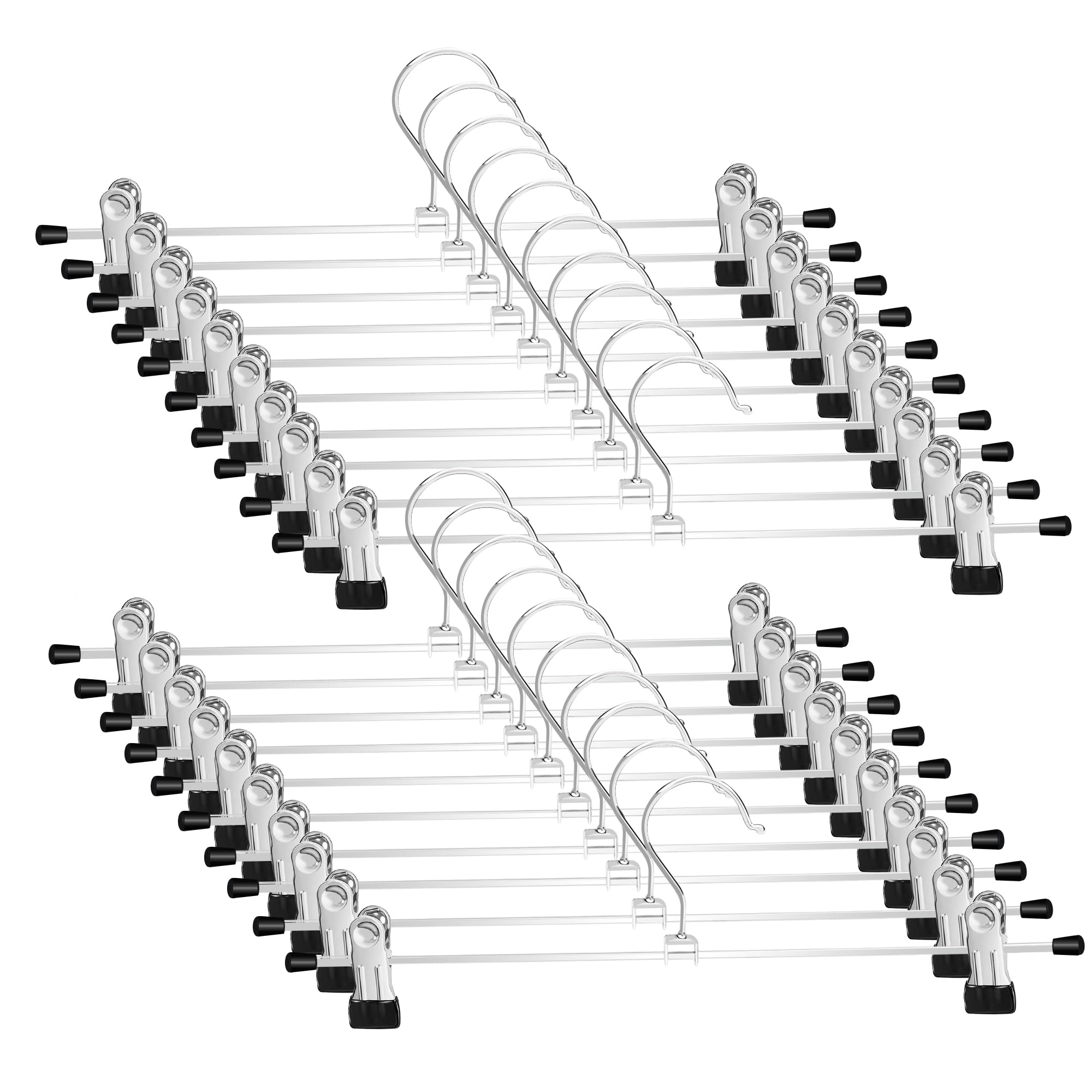 Trouser Hanger Strong Chrome Skirt Coat Hangers with Non-Slip Clips 28cm (11"),Pack of 20