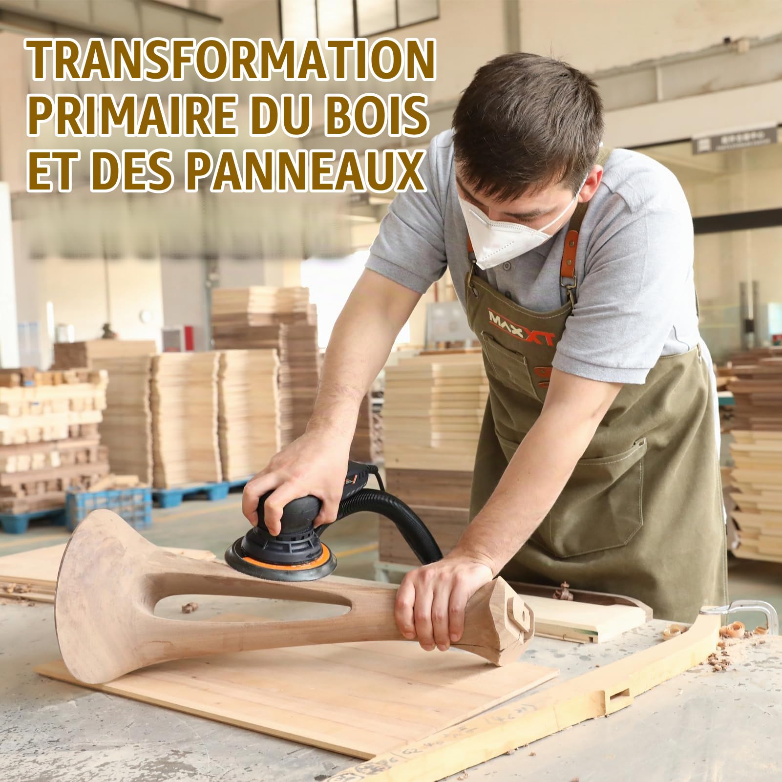 Ponceuse Excentrique Polyvalente MAXXT 230V : Pads de Soutien 125mm & 150mm, Ponceuse Électrique Sans Balai avec Vitesse Réglable, Parfaite pour les Surfaces en Bois