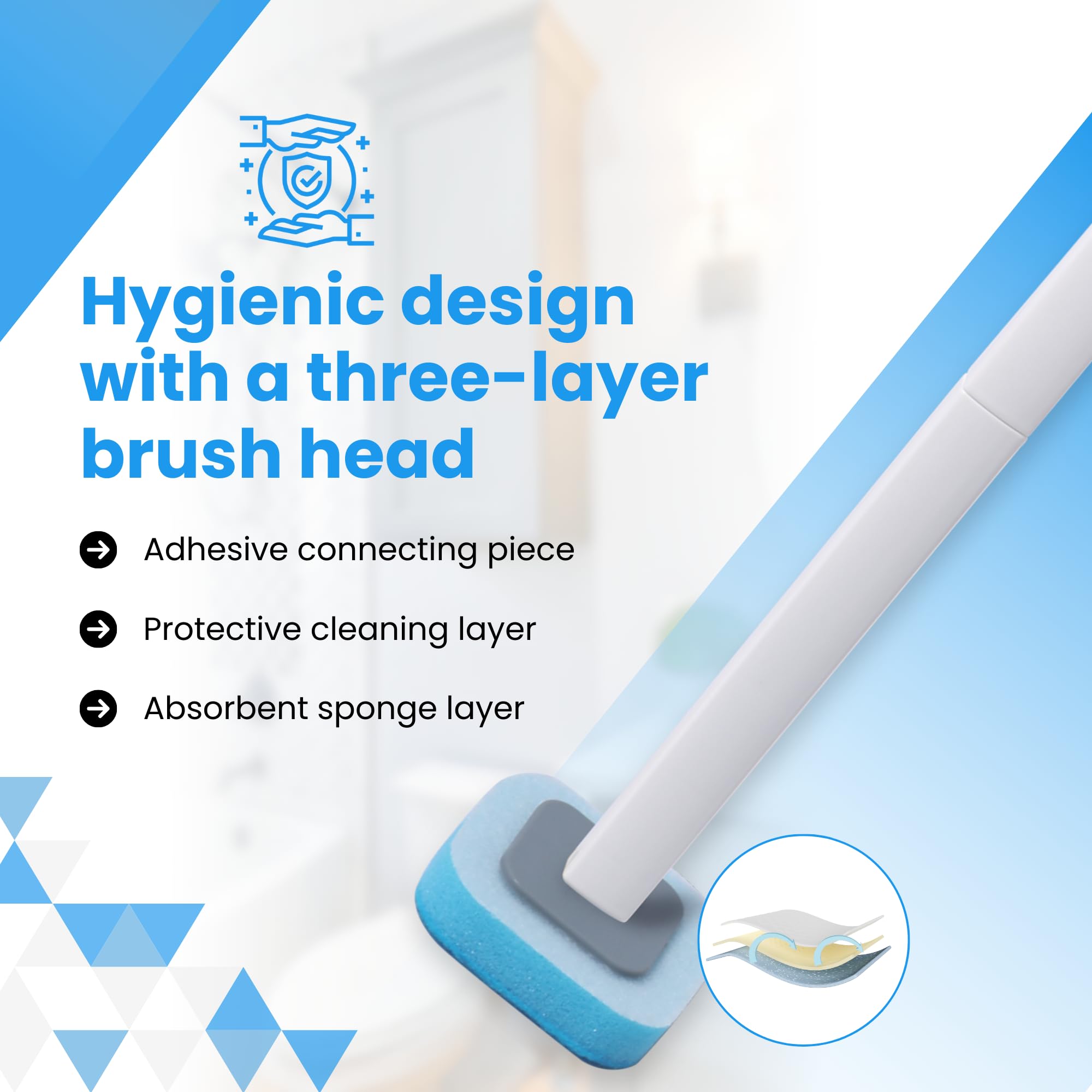 WizardFlush - Escobilla de inodoro desechable para baño, cepillo de fregar para inodoro, ahorro de espacio para almacenamiento, cepillo de inodoro de limpieza profunda, fácil de montar