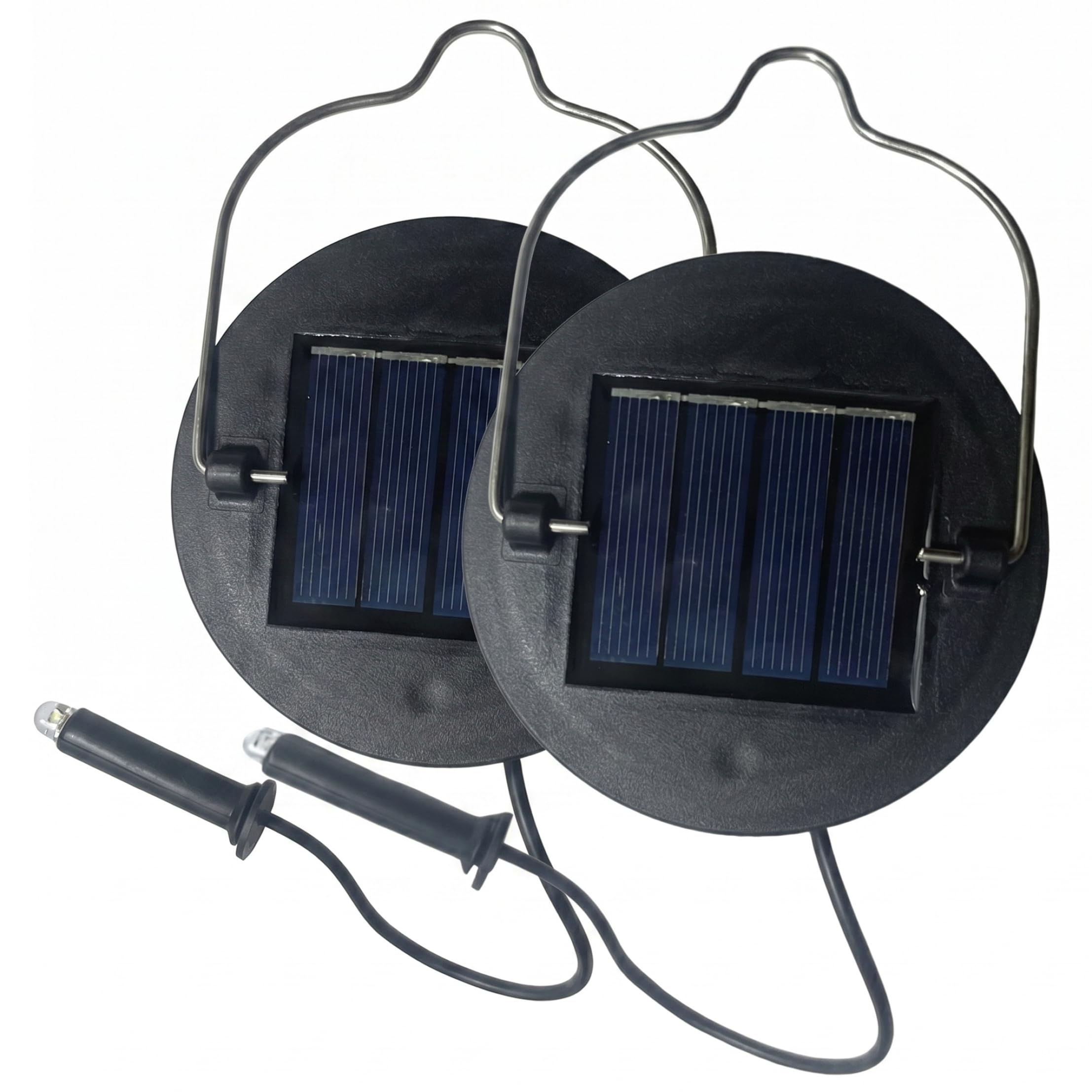 Luz solar superior con gancho de metal para renovar linternas de jardín, pack de 2