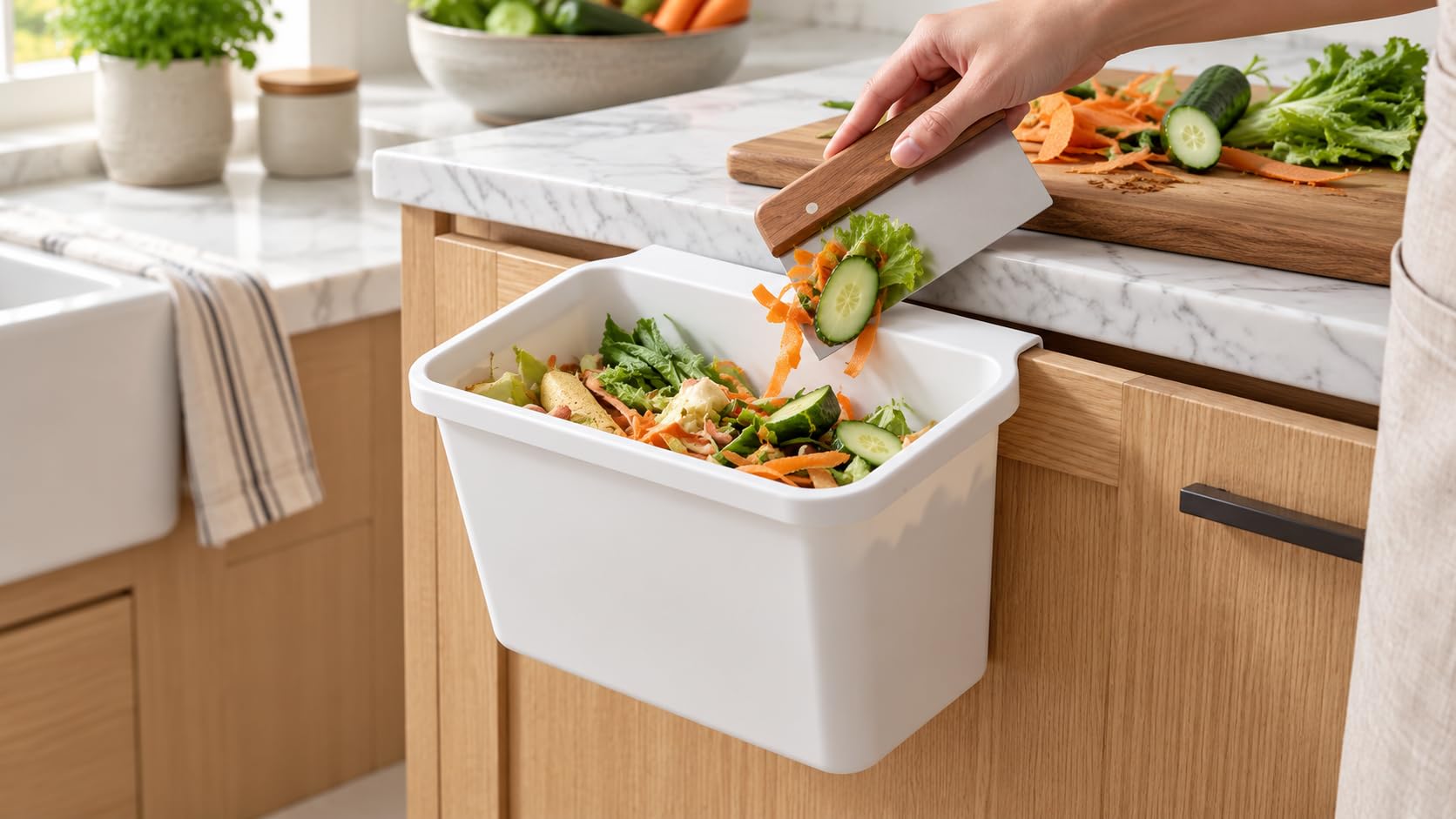 Hanging Kitchen Trash Can | Wall Mount & Cabinet Door Garbage Container | Under Sink Food Waste Bin, Space Saving Plastic Dustbin for Kitchen, Bathroom, Laundry Room & Office-picture-20