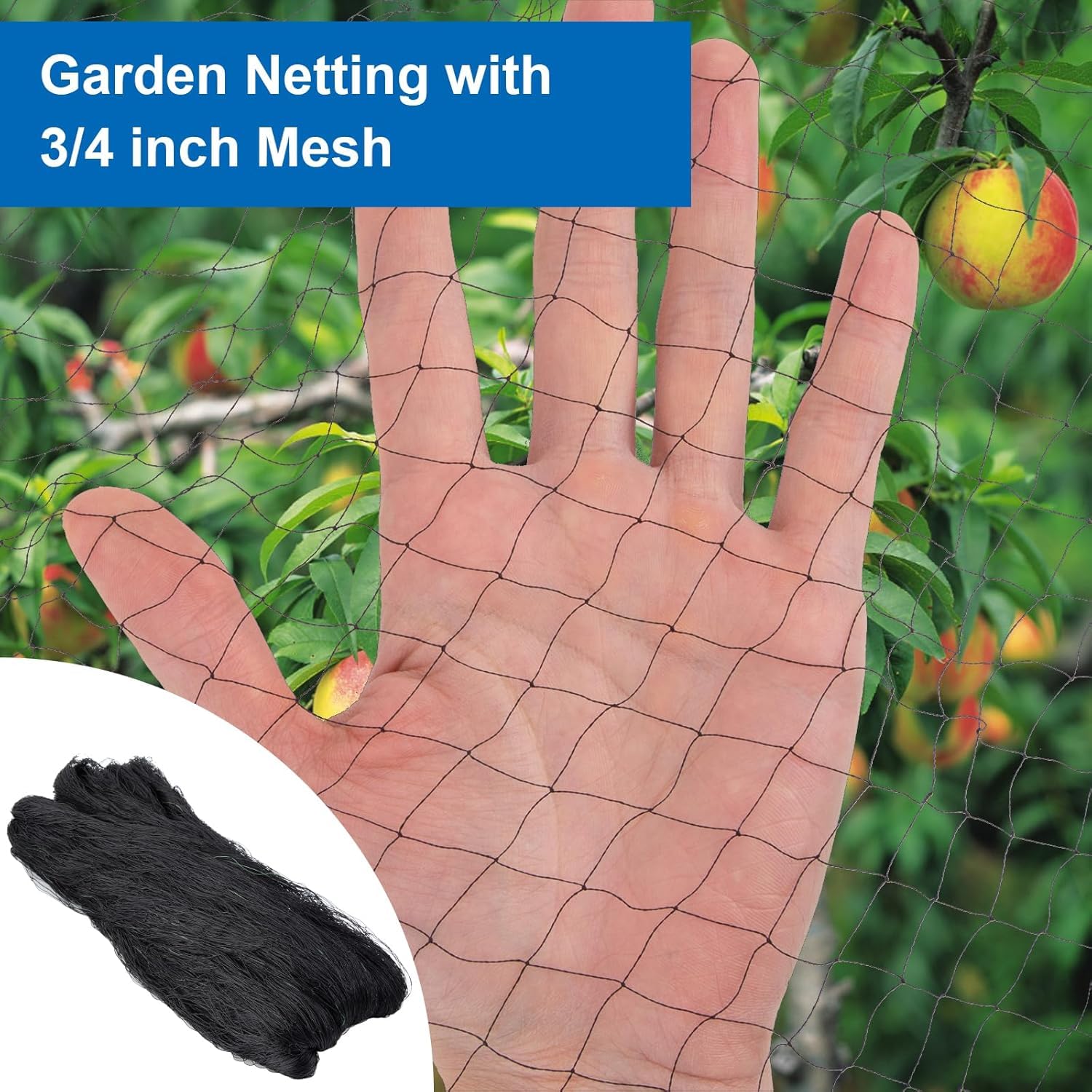 NONMON Rete per uccelli 6,5 x 6,3 m con rete quadrata da 1,9 cm per pollaio, rete per pollame, rete in nylon resistente per giardino, rete per falchi per polli, rete per voliere e alberi da frutto