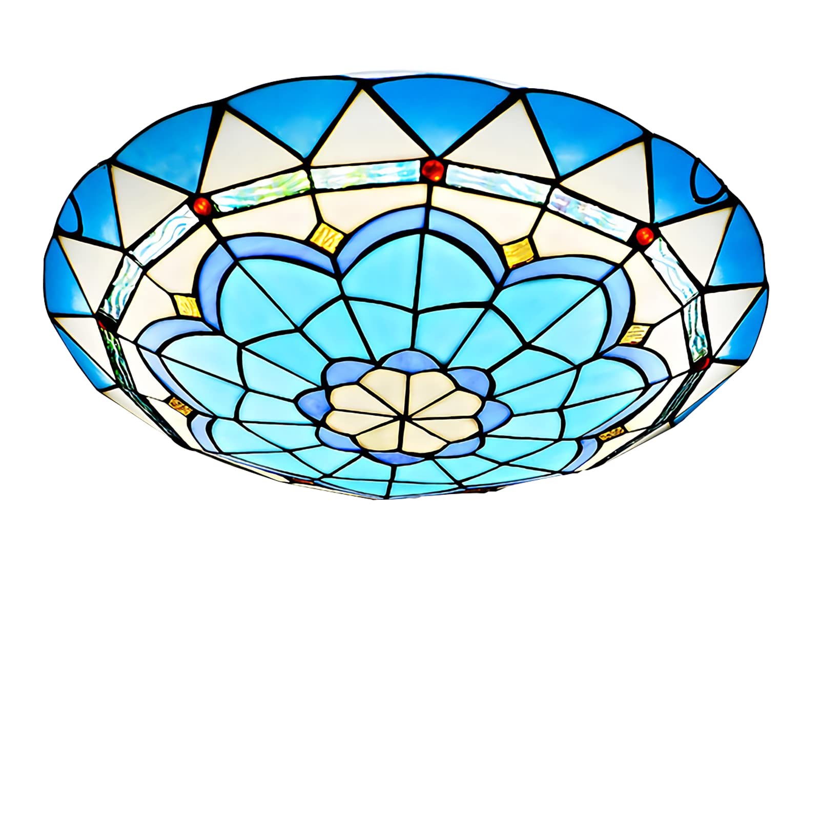 HJRegaFimu Ceiling Light Flush Mount Dimmable Stained Glass Led Lamp E27 Bulb Pastoral Bedroom Chandeliers Lighting For Living Room Bat(j-20 Inch)