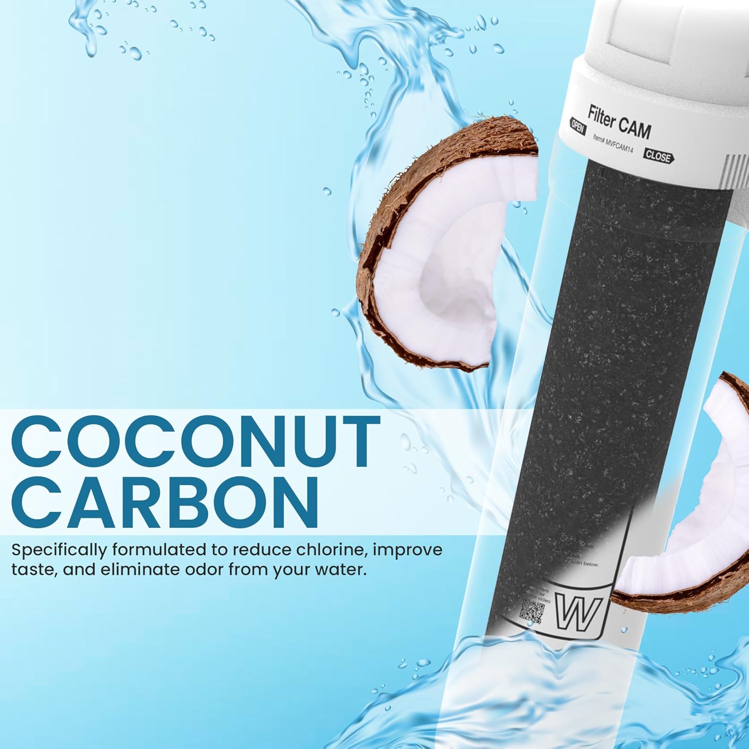 Metpure Versatile Inline MVCTO11-KIT Quick Twist Water Filter 1/4" for Refrigerator, Ice Maker, Coffee Maker, Reduces Bad Taste, Odor, Chlorine in Drinking Water. Complete Kit.