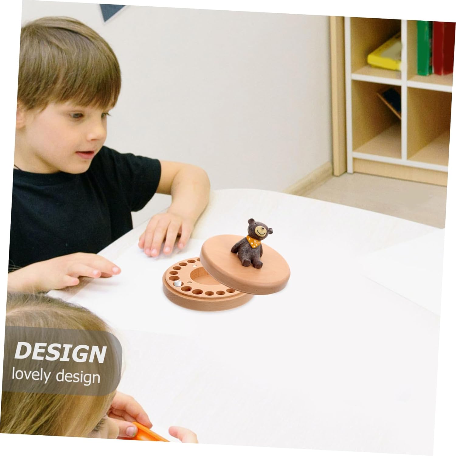 UPKOCH Teeth and Lanugo Memorial Box Wooden Keepsake Container for Unique Newborns Childhood Memory Storage Scarf Color Included