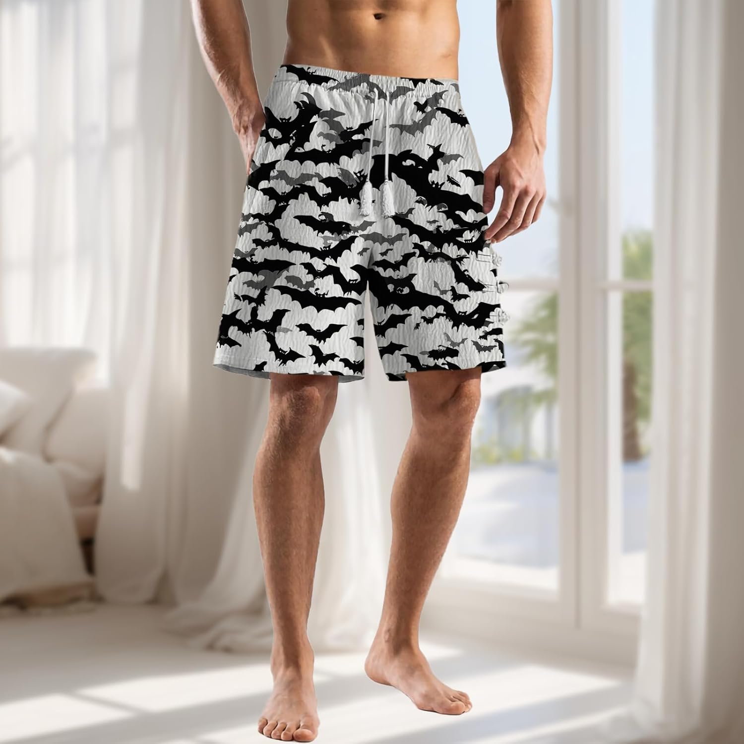 Shorts Men Casual Men Beach Shorts with Elastic Waistband Wide Leg Summer Pants Breathable Plus Size Activewear - Image 2