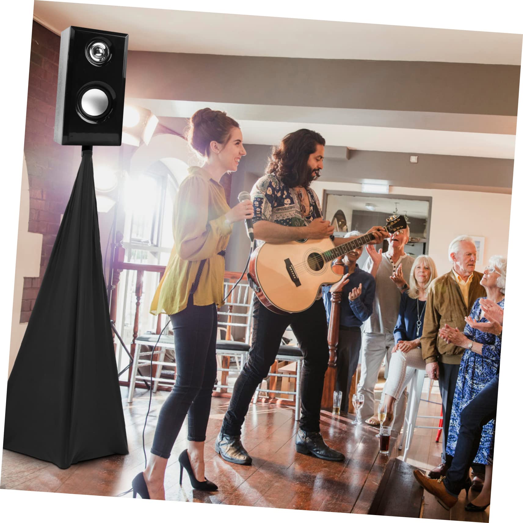 Sosoport 2Pcs Durable Speaker Stand Cover Reusable Polyester Tripod Skirt for Weddings Concerts Events Two Sided Design for Hiding Cables and Keeping