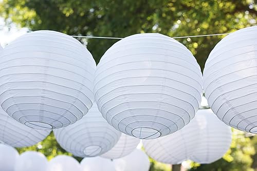 Miniatura 3 de Just Artifacts Farol de papel japonés chino redondo de 18 pulgadas 3 piezas blanco